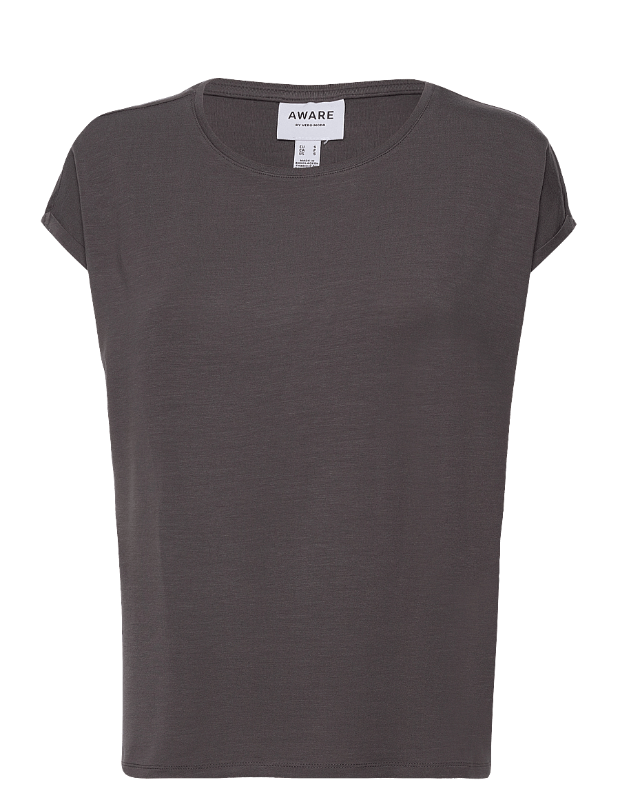 Vero Moda - VMAVA PLAIN SS TOP JRS NOOS - t-shirts - asphalt - 1