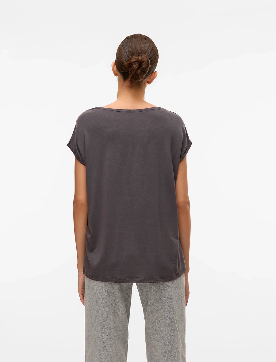 Vero Moda - VMAVA PLAIN SS TOP JRS NOOS - t-shirts - asphalt - 3