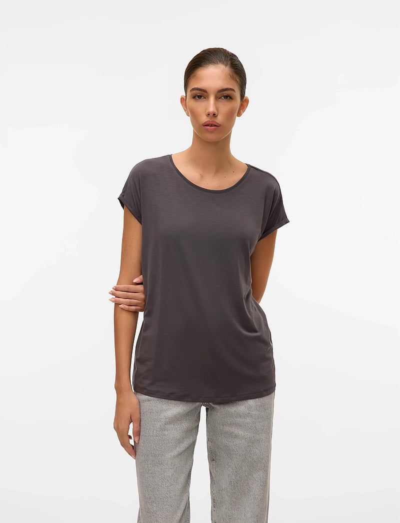 Vero Moda - VMAVA PLAIN SS TOP JRS NOOS - t-shirts - asphalt - 4