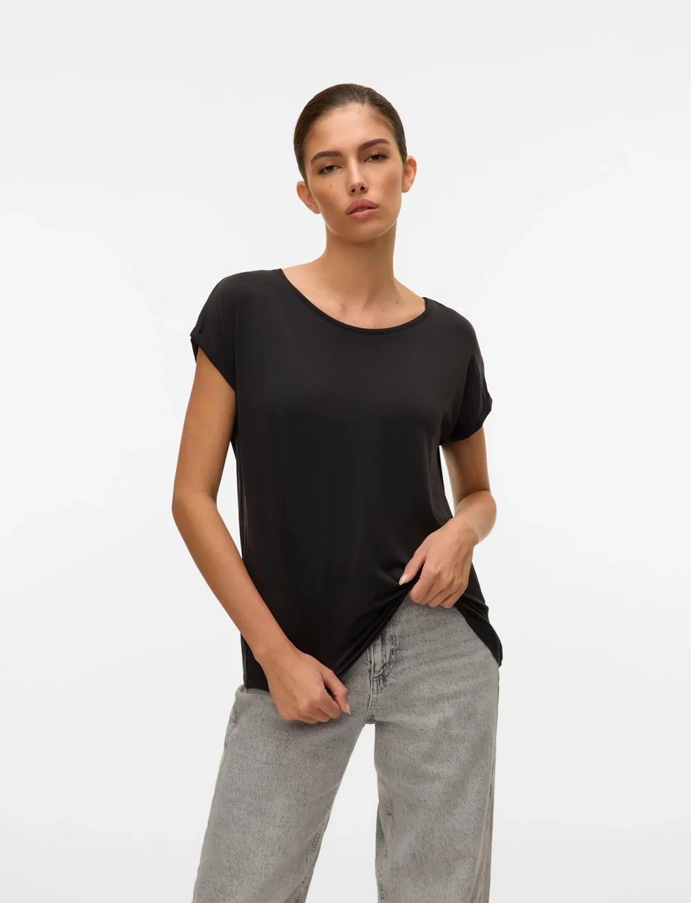 Vero Moda - VMAVA PLAIN SS TOP JRS NOOS - t-paidat - black - 0