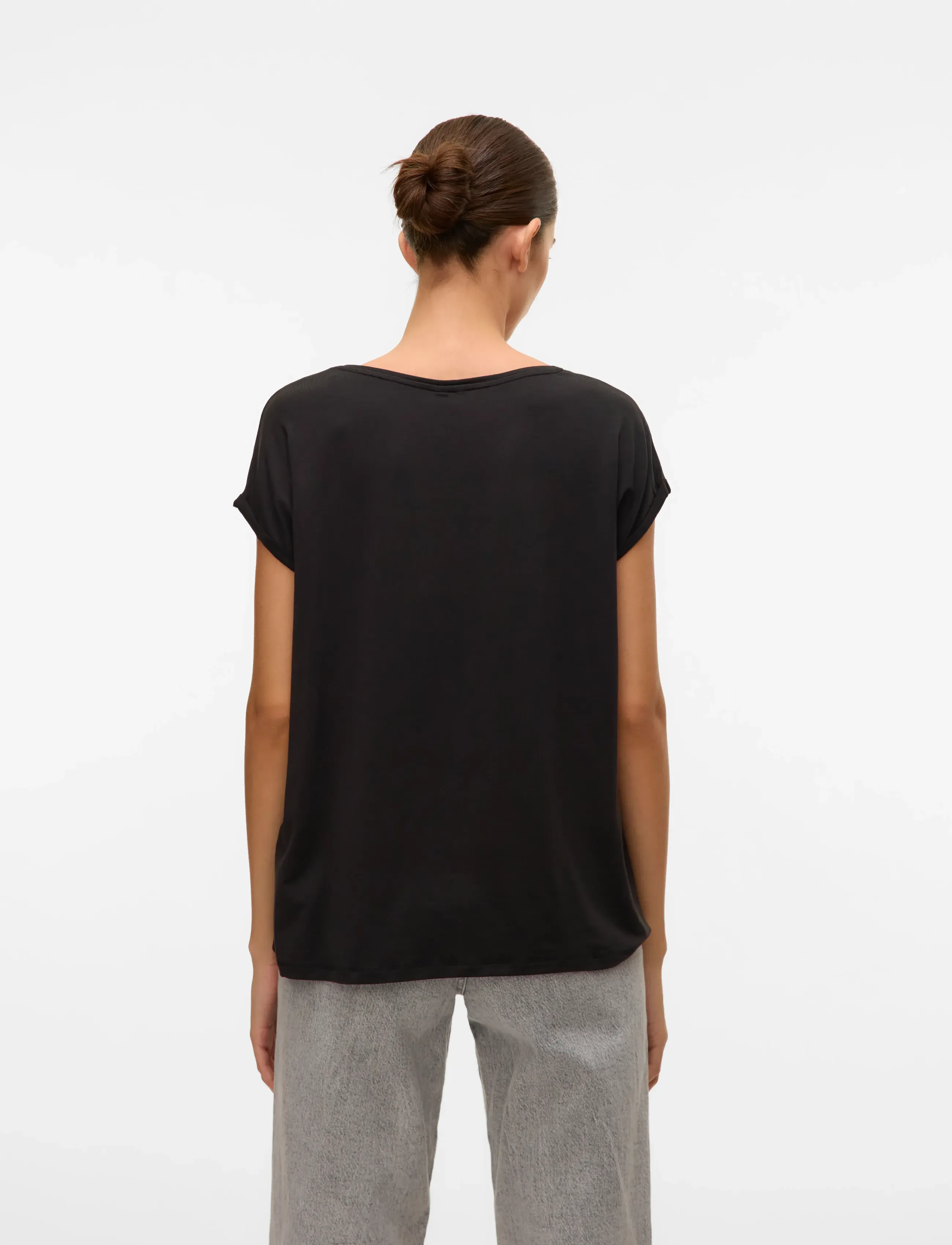 Vero Moda - VMAVA PLAIN SS TOP JRS NOOS - t-shirts - black - 2