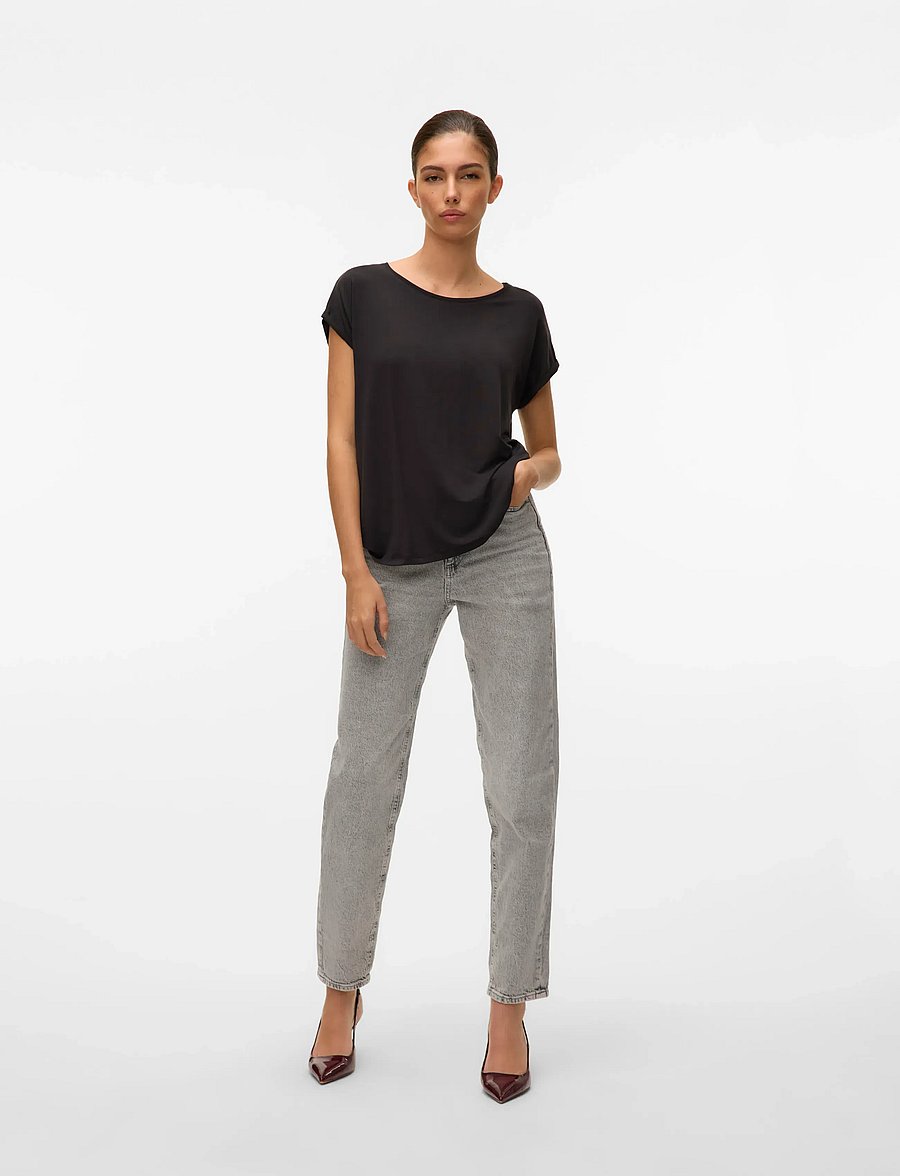 Vero Moda - VMAVA PLAIN SS TOP JRS NOOS - marškinėliai - black - 3