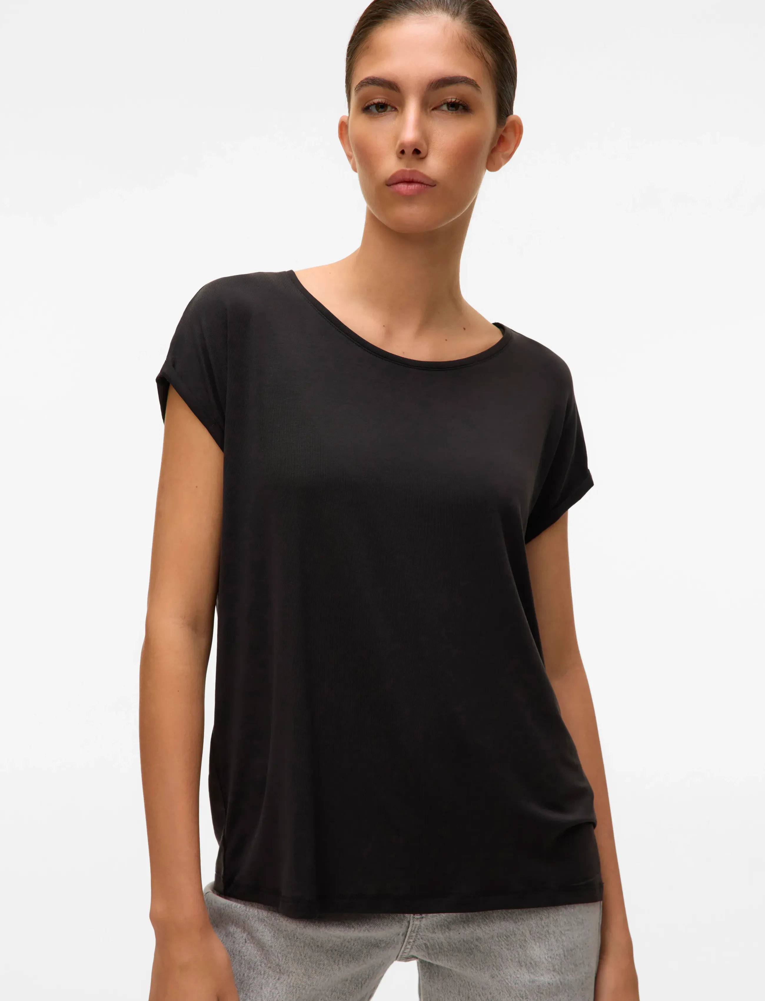 Vero Moda - VMAVA PLAIN SS TOP JRS NOOS - t-shirts - black - 4
