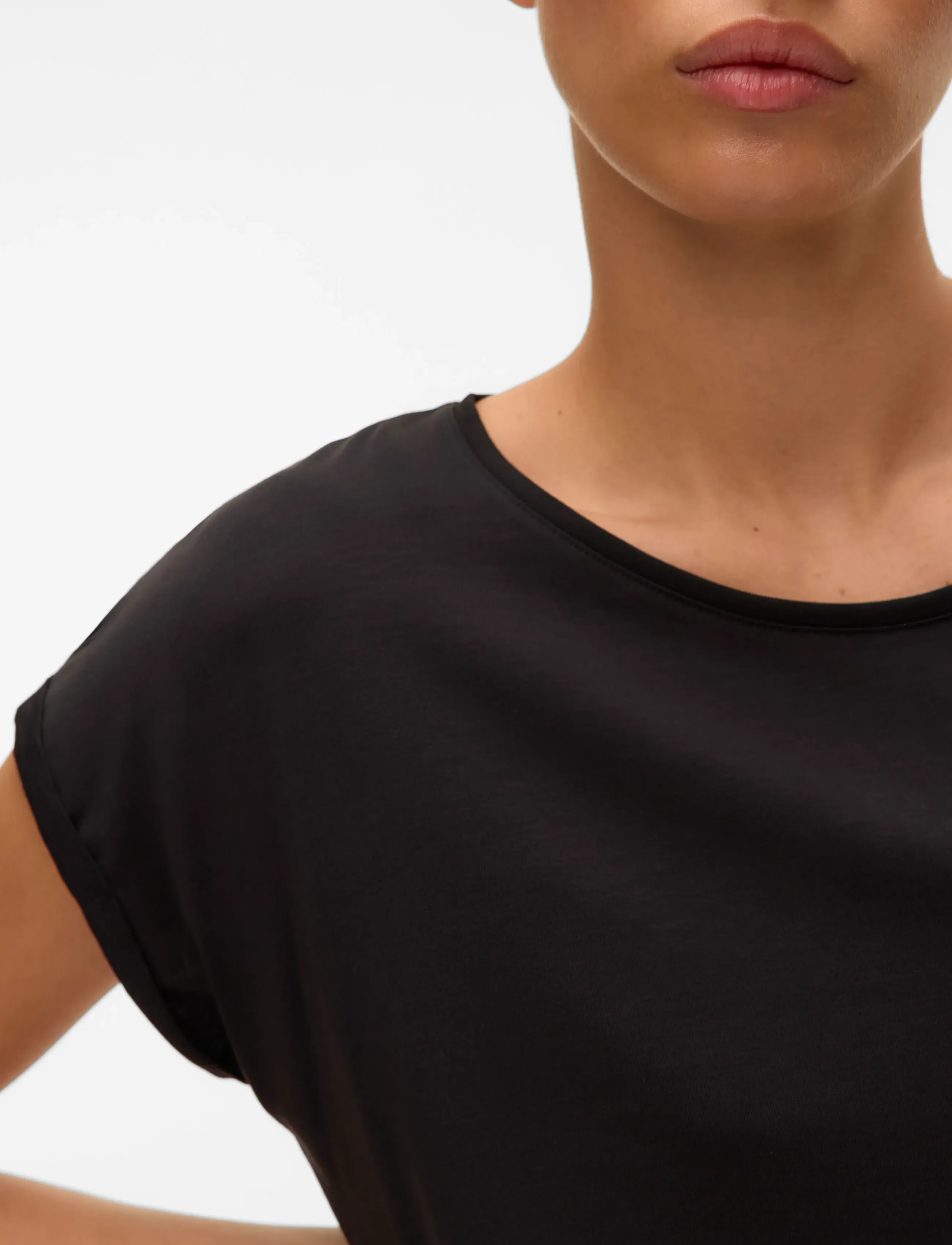 Vero Moda - VMAVA PLAIN SS TOP JRS NOOS - t-shirts - black - 5
