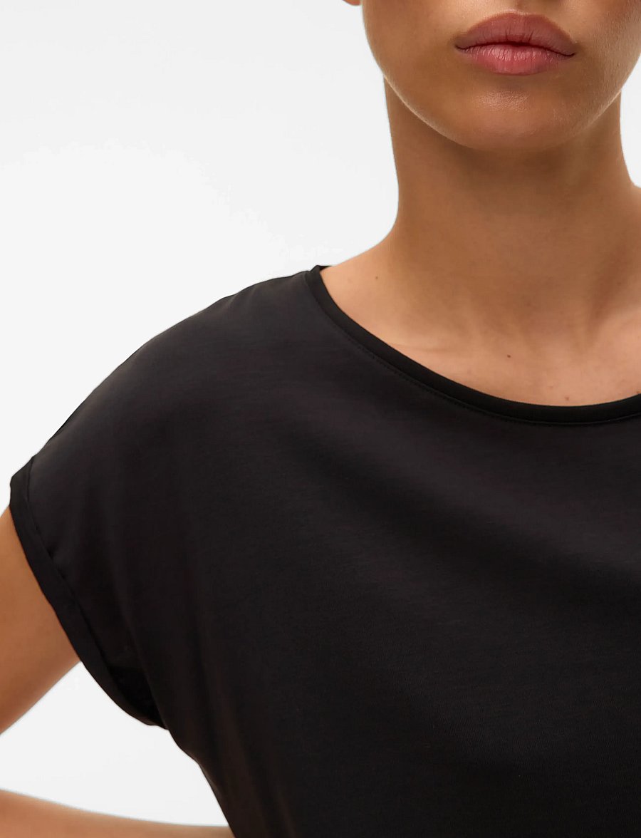 Vero Moda - VMAVA PLAIN SS TOP JRS NOOS - marškinėliai - black - 5