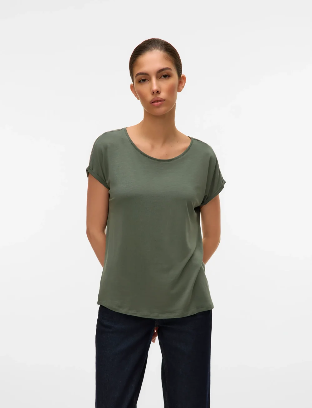 Vero Moda - VMAVA PLAIN SS TOP GA JRS NOOS - t-shirts - laurel wreath - 5