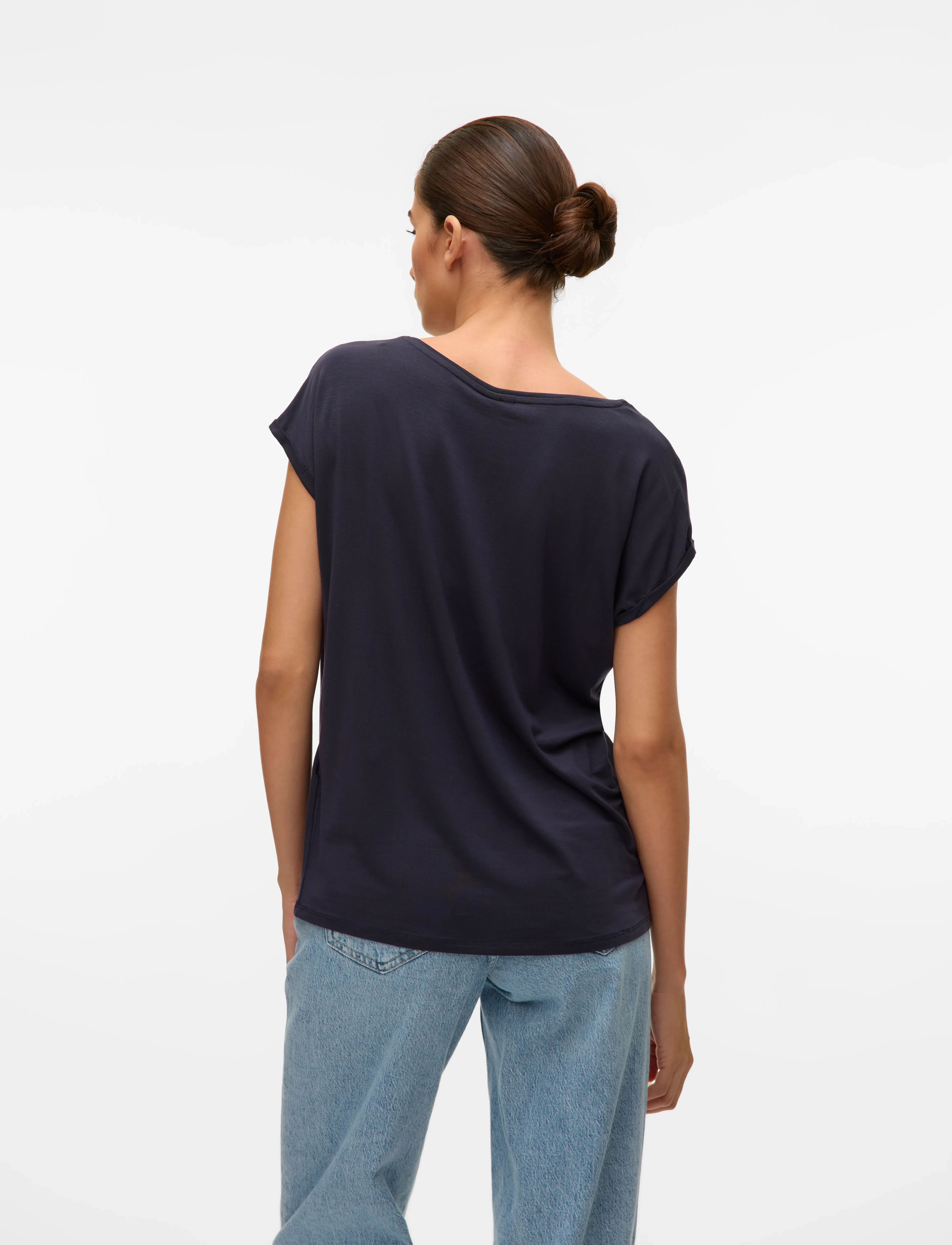 Vero Moda - VMAVA PLAIN SS TOP JRS NOOS - t-shirts - night sky - 3