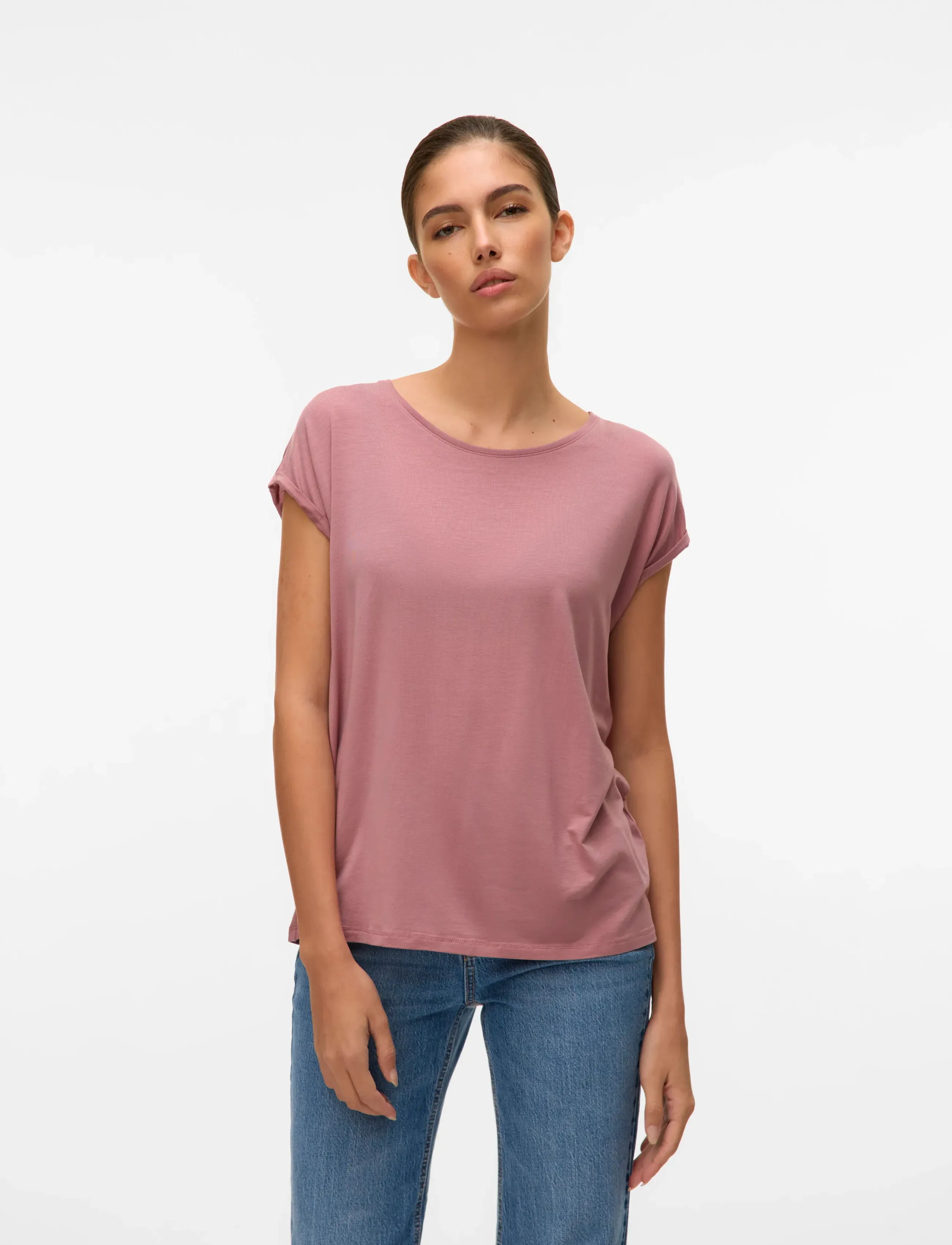 Vero Moda - VMAVA PLAIN SS TOP JRS NOOS - t-shirts - nostalgia rose - 5