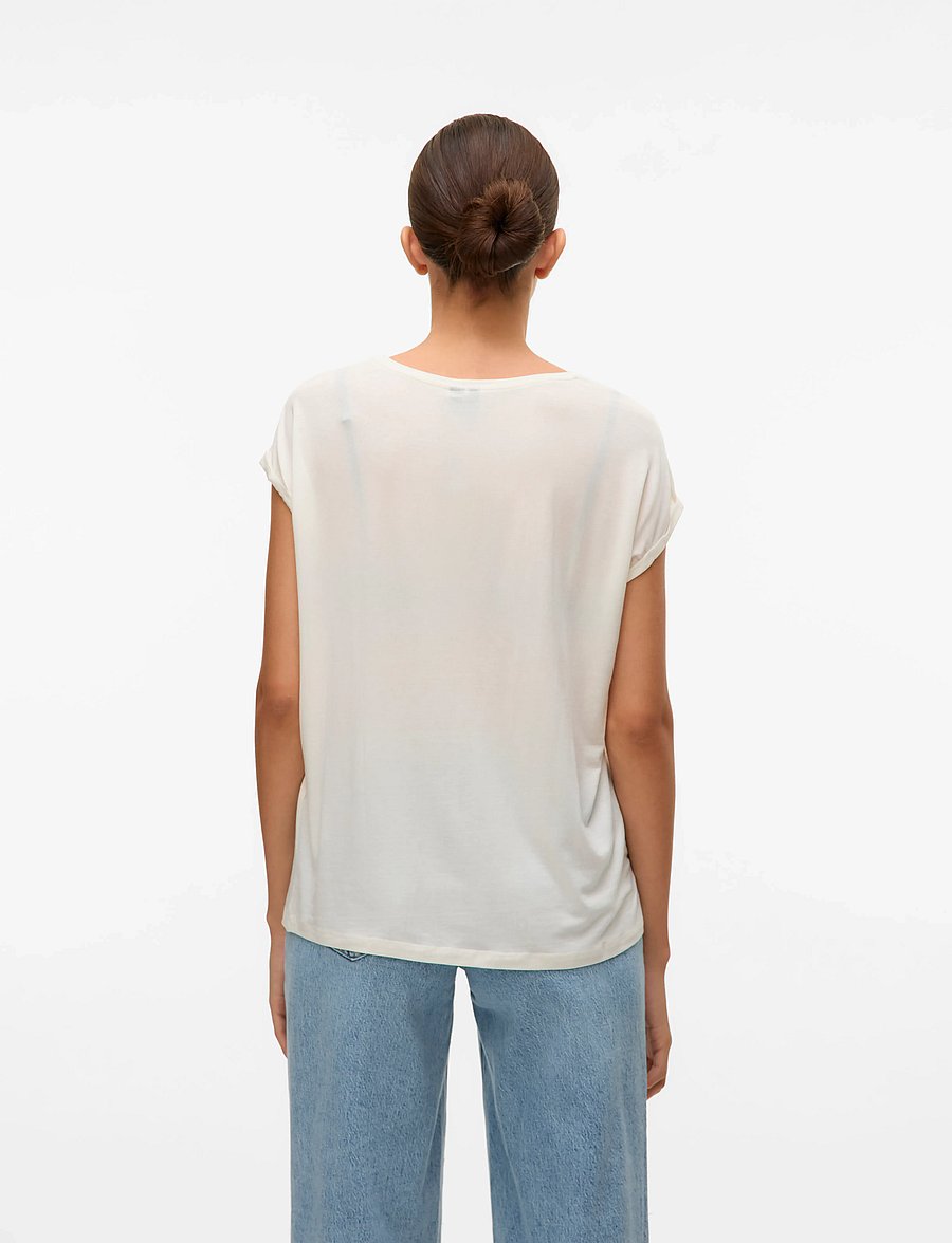 Vero Moda - VMAVA PLAIN SS TOP JRS NOOS - t-särgid - snow white - 3