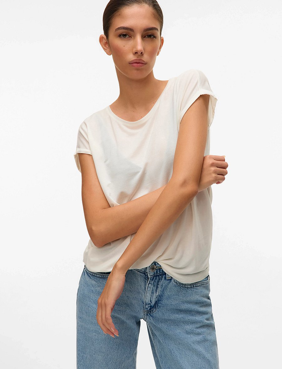 Vero Moda - VMAVA PLAIN SS TOP JRS NOOS - t-särgid - snow white - 4
