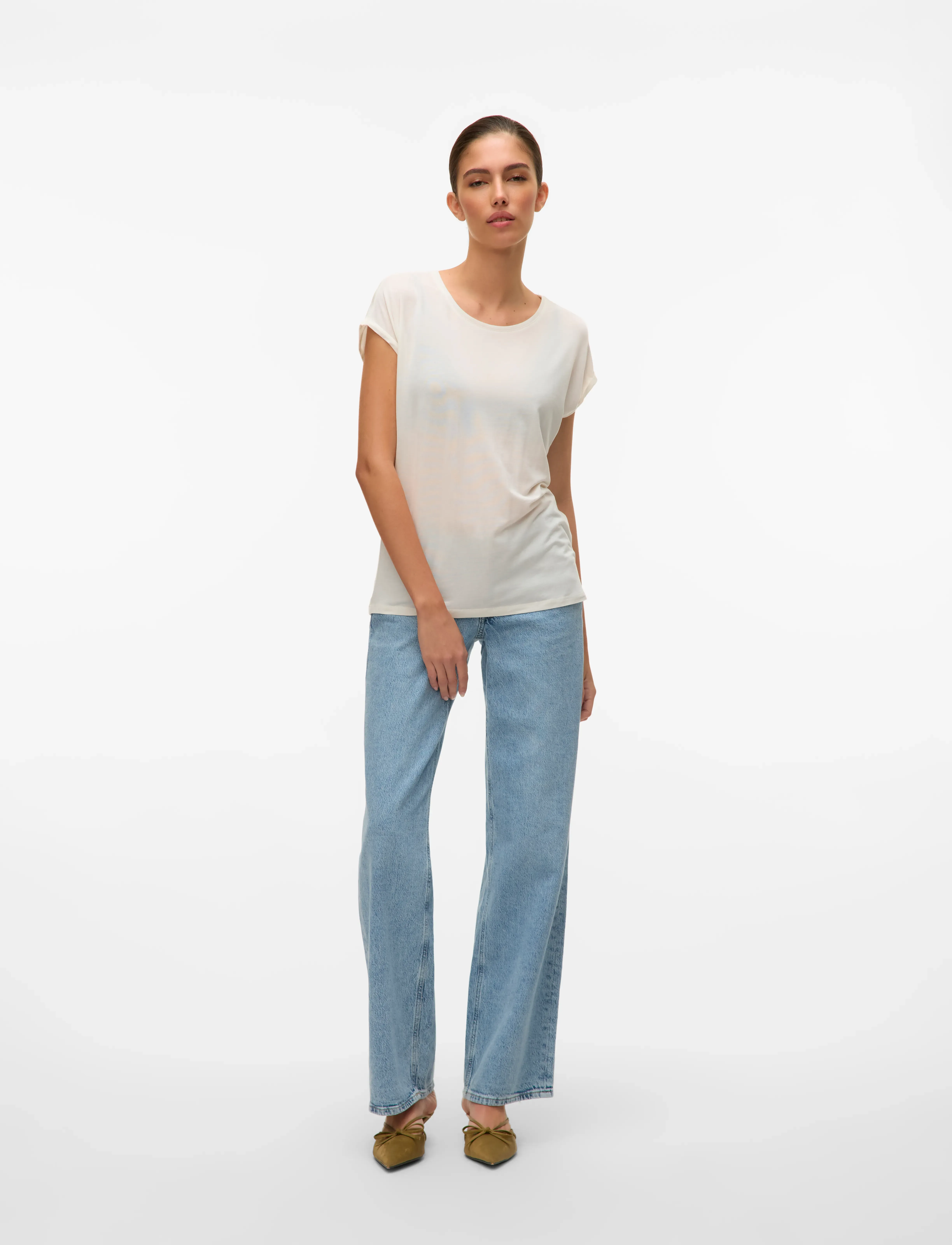 Vero Moda - VMAVA PLAIN SS TOP JRS NOOS - t-särgid - snow white - 5
