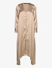 Vero Moda - VMEMMA LS LONG SATIN BUTTON DRESS WVN - midi dresses - silver mink - 0
