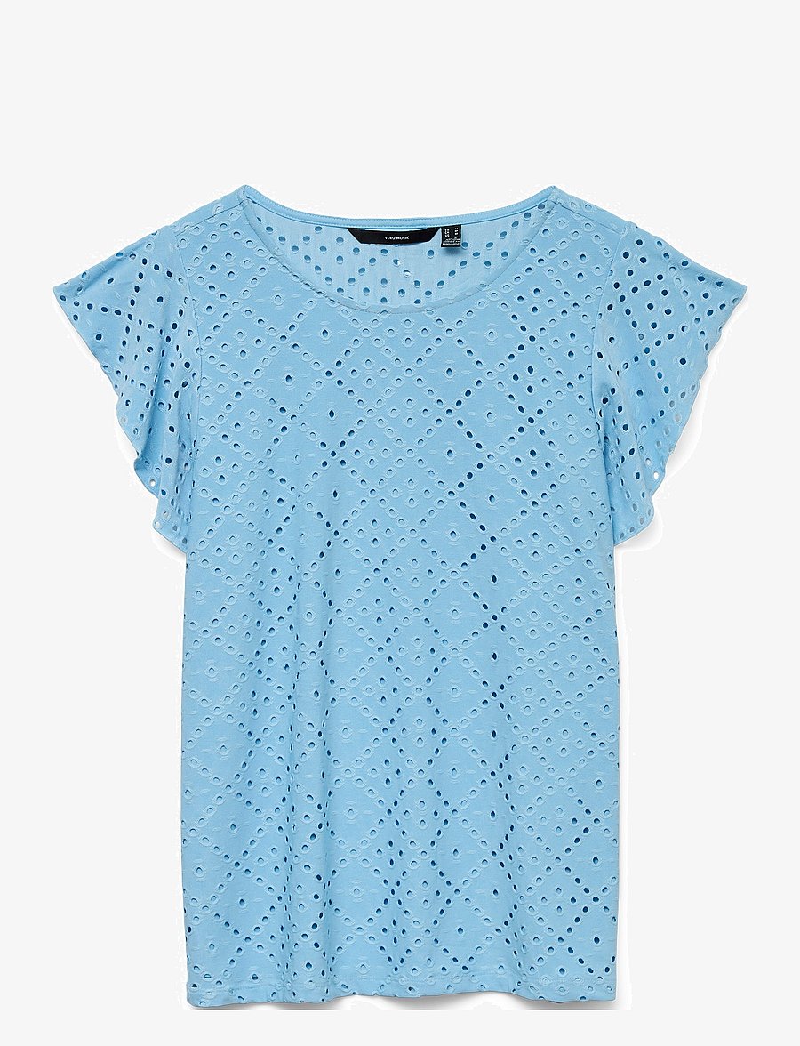 Vero Moda - VMTASSA SL FRILL TOP NOOS - short-sleeved blouses - airy blue - 1