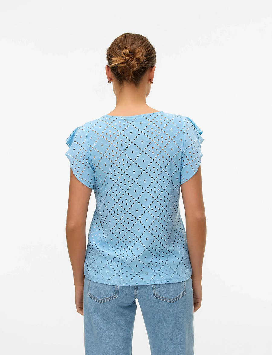Vero Moda - VMTASSA SL FRILL TOP NOOS - short-sleeved blouses - airy blue - 2
