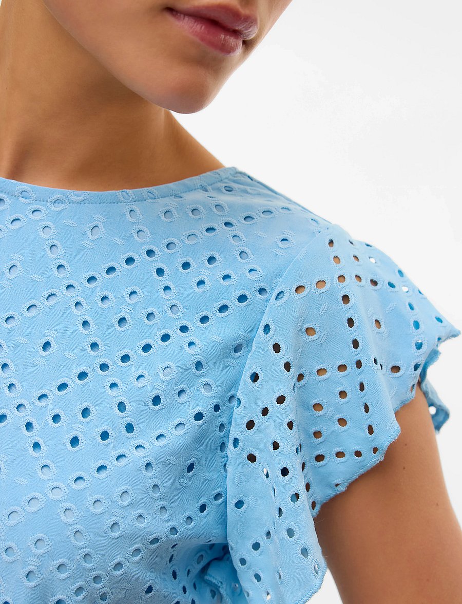 Vero Moda - VMTASSA SL FRILL TOP NOOS - short-sleeved blouses - airy blue - 5