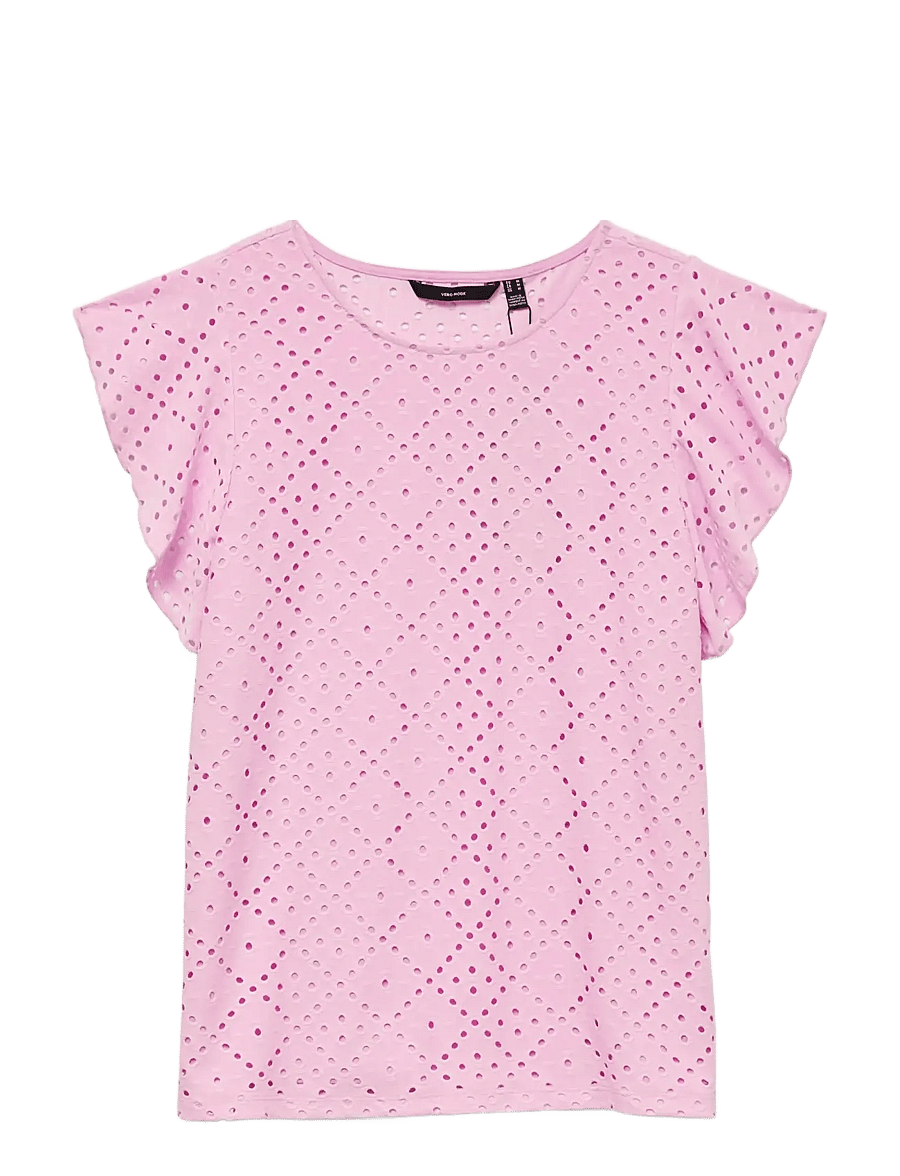 Vero Moda - VMTASSA SL FRILL TOP NOOS - lühikeste varrukatega pluusid - bonbon - 1