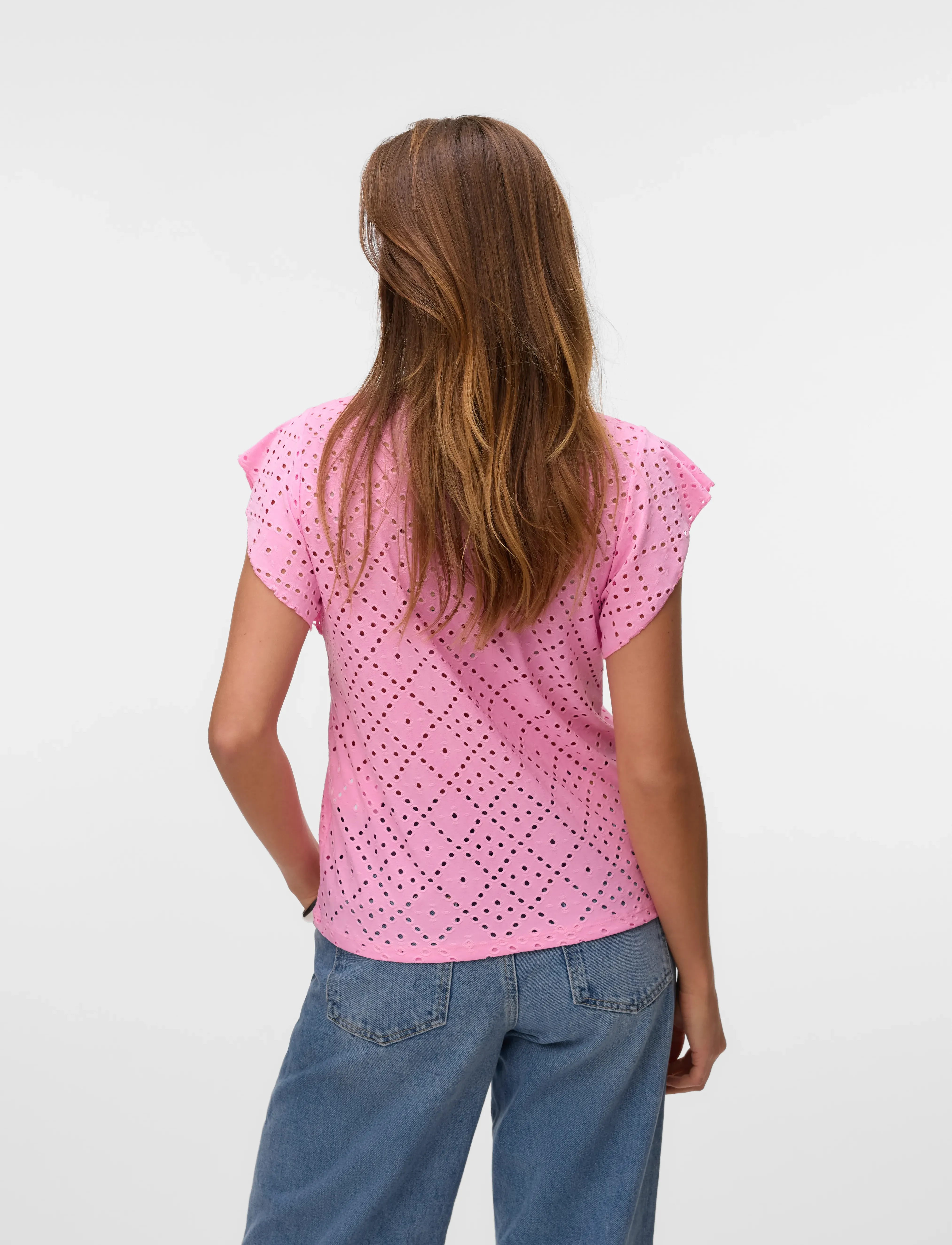 Vero Moda - VMTASSA SL FRILL TOP NOOS - kortærmede bluser - bonbon - 2