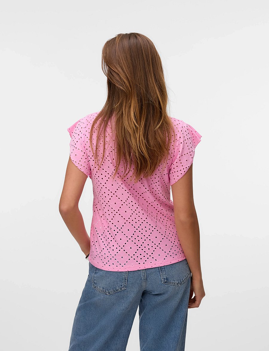 Vero Moda - VMTASSA SL FRILL TOP NOOS - lühikeste varrukatega pluusid - bonbon - 2
