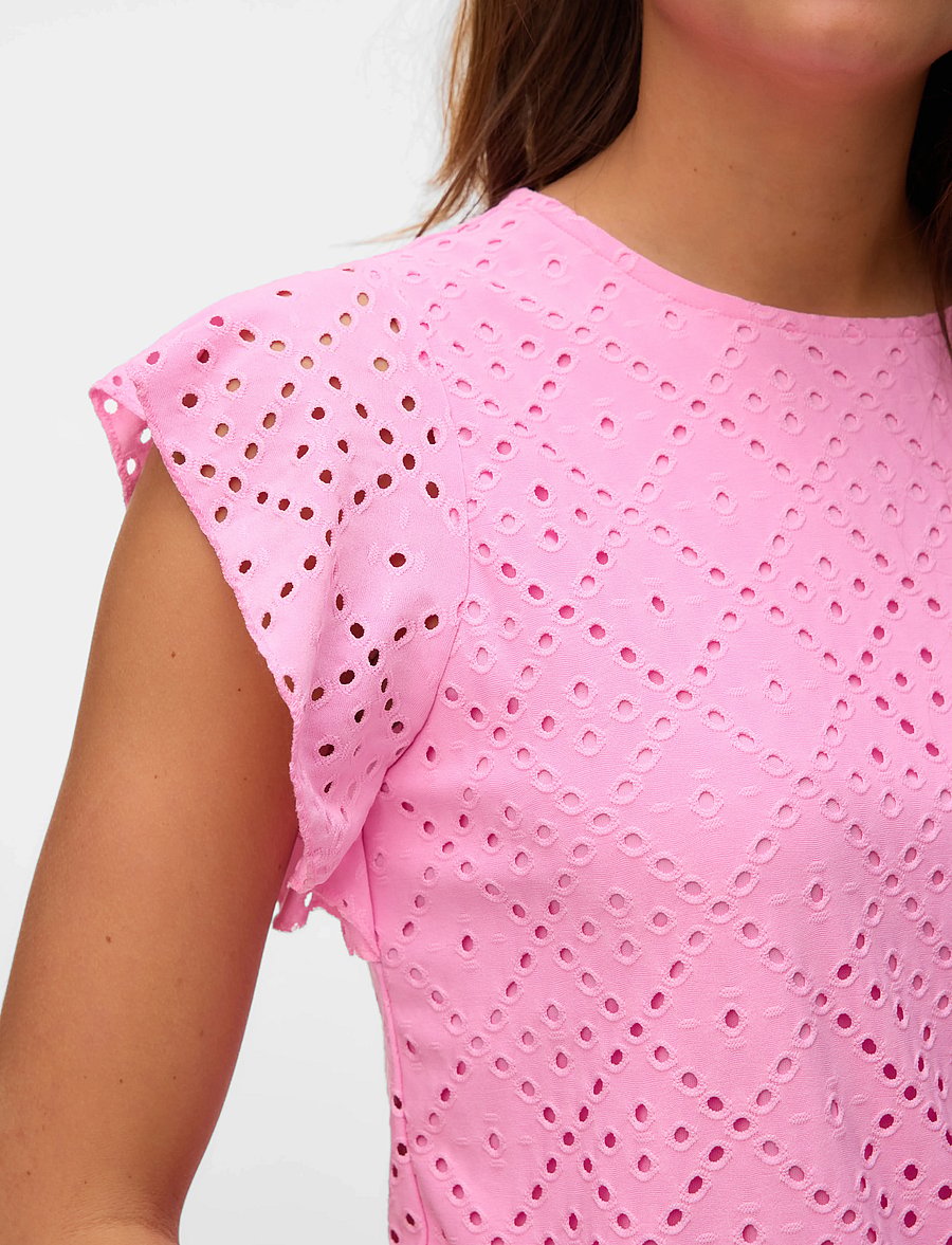 Vero Moda - VMTASSA SL FRILL TOP NOOS - lühikeste varrukatega pluusid - bonbon - 3