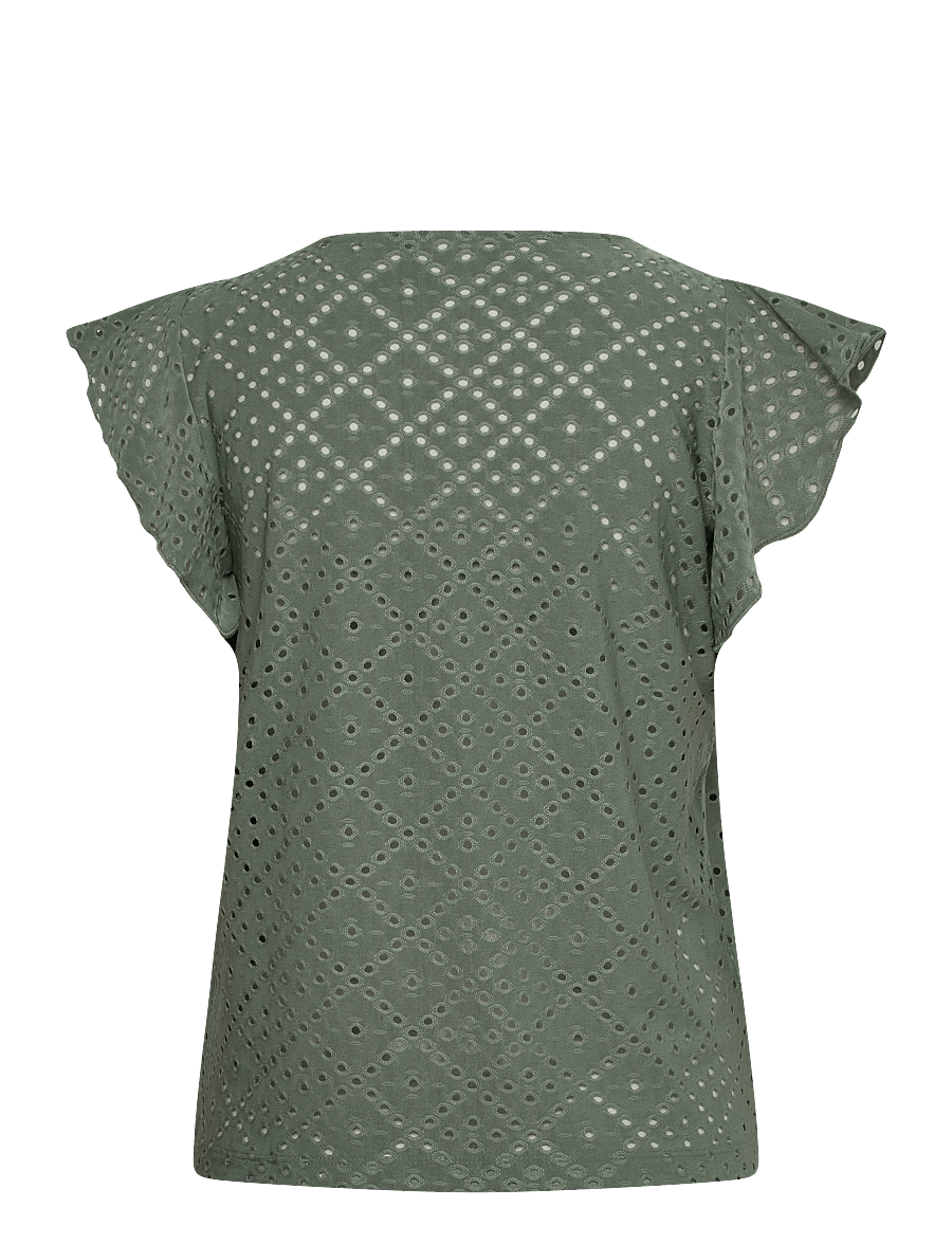 Vero Moda - VMTASSA SL FRILL TOP NOOS - blūzes ar īsām piedurknēm - laurel wreath - 2