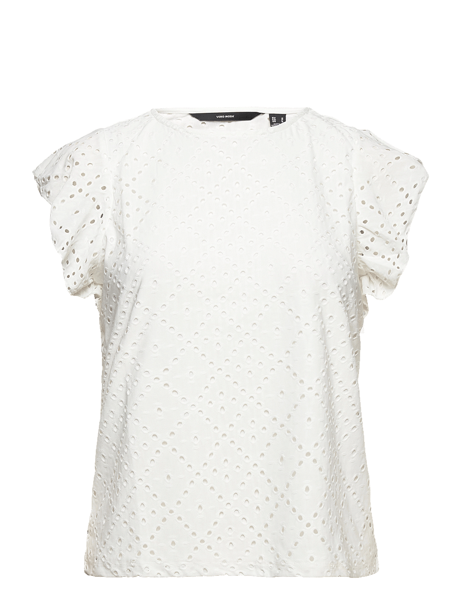 Vero Moda - VMTASSA SL FRILL TOP NOOS - lühikeste varrukatega pluusid - snow white - 1