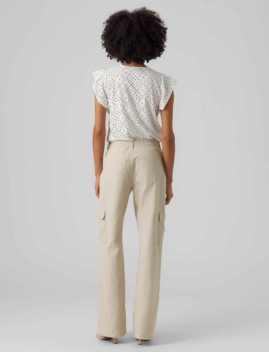 Vero Moda - VMTASSA SL FRILL TOP NOOS - lühikeste varrukatega pluusid - snow white - 3