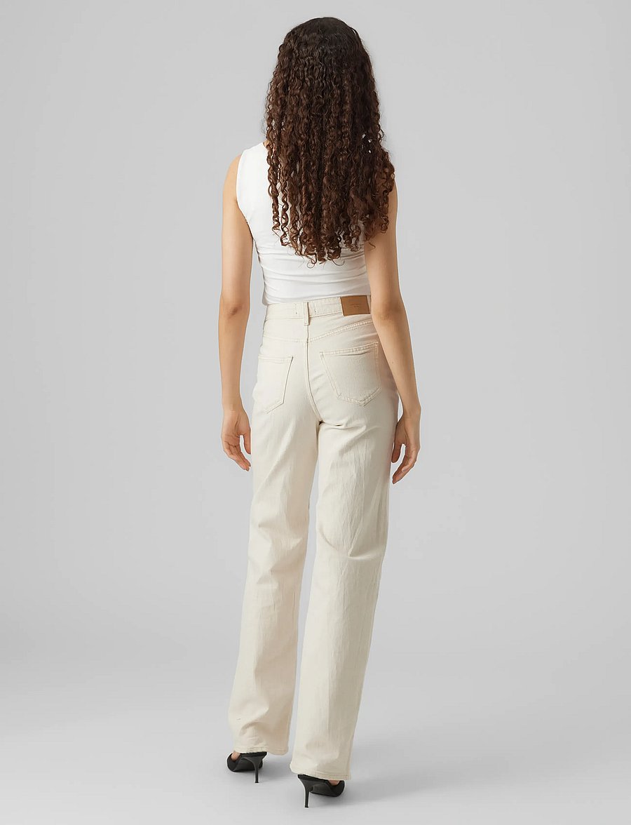 Vero Moda - VMTESSA HR WIDE JEANS ECRU GA NOOS - laia säärega teksad - ecru - 3