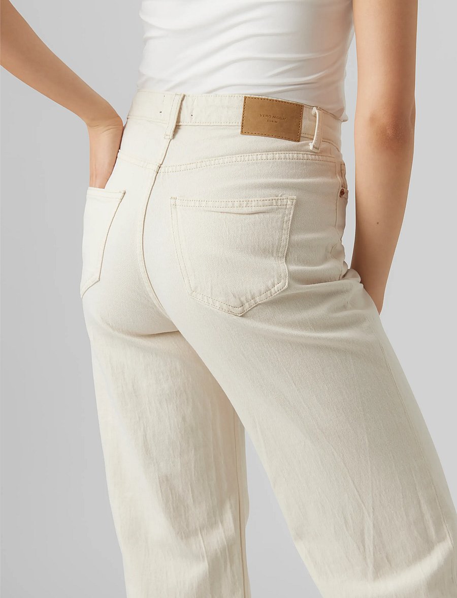 Vero Moda - VMTESSA HR WIDE JEANS ECRU GA NOOS - laia säärega teksad - ecru - 5
