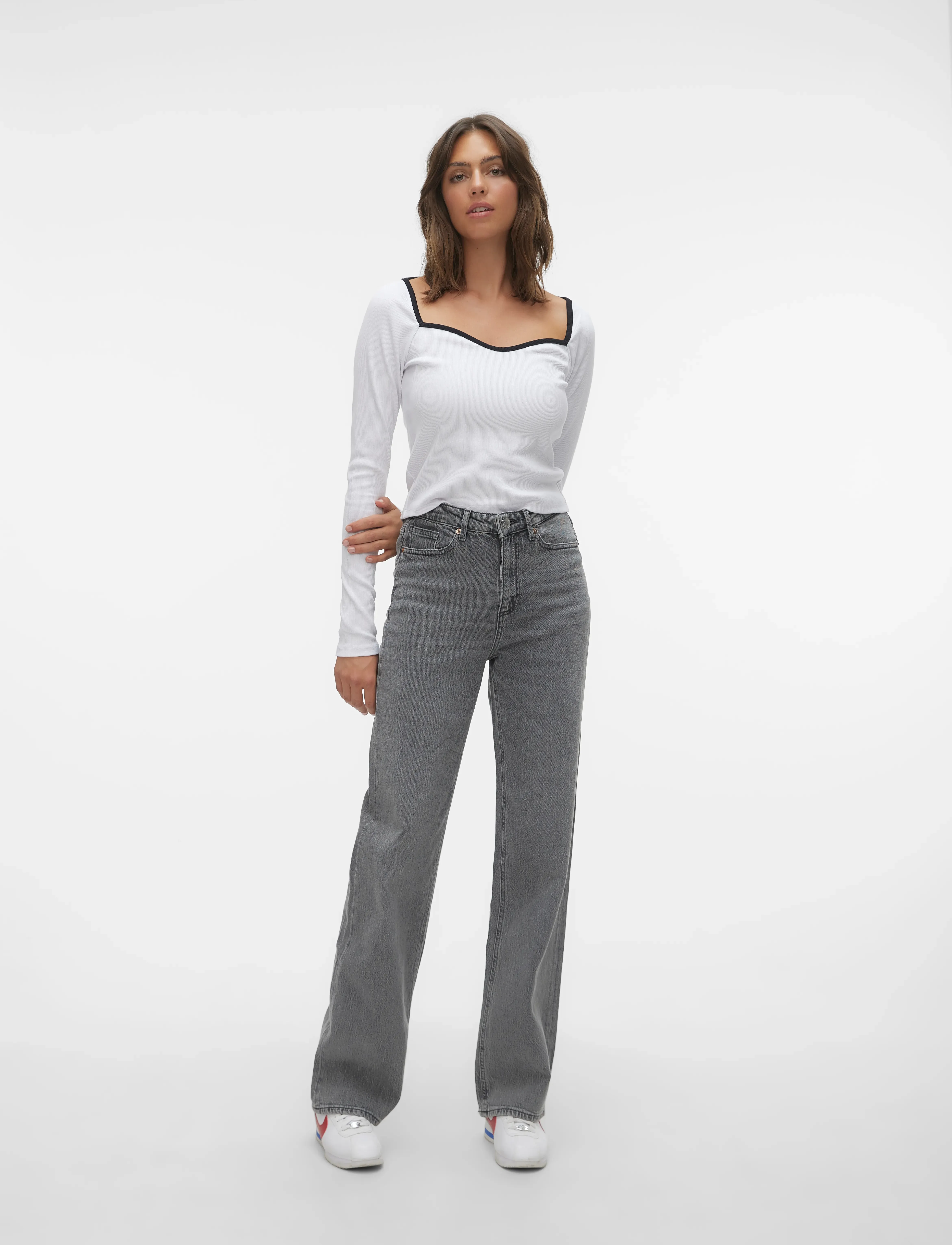 Vero Moda - VMTESSA HR WIDE JEANS RA206 GA NOOS - pantalons larges - medium grey denim - 4