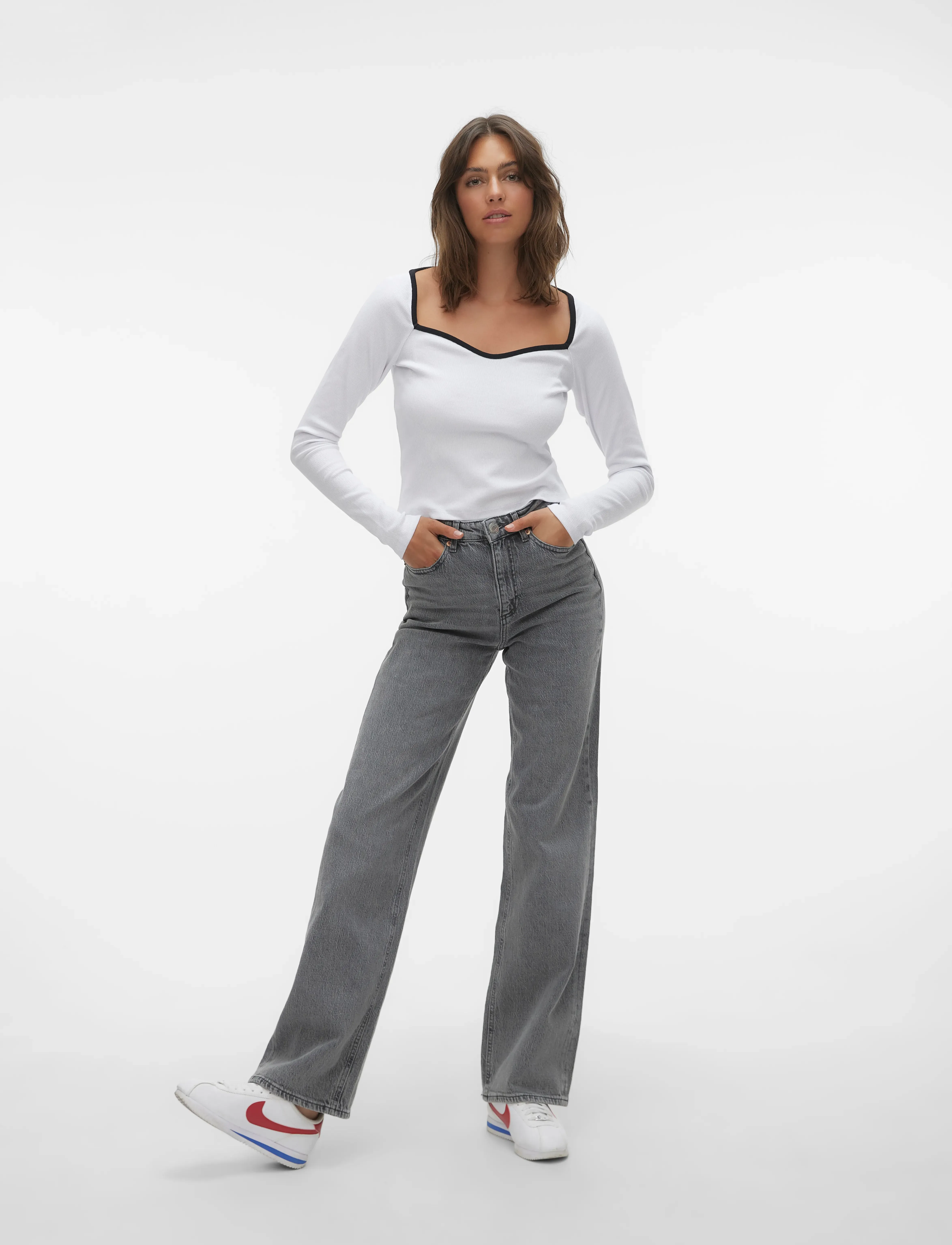 Vero Moda - VMTESSA HR WIDE JEANS RA206 GA NOOS - pantalons larges - medium grey denim - 5