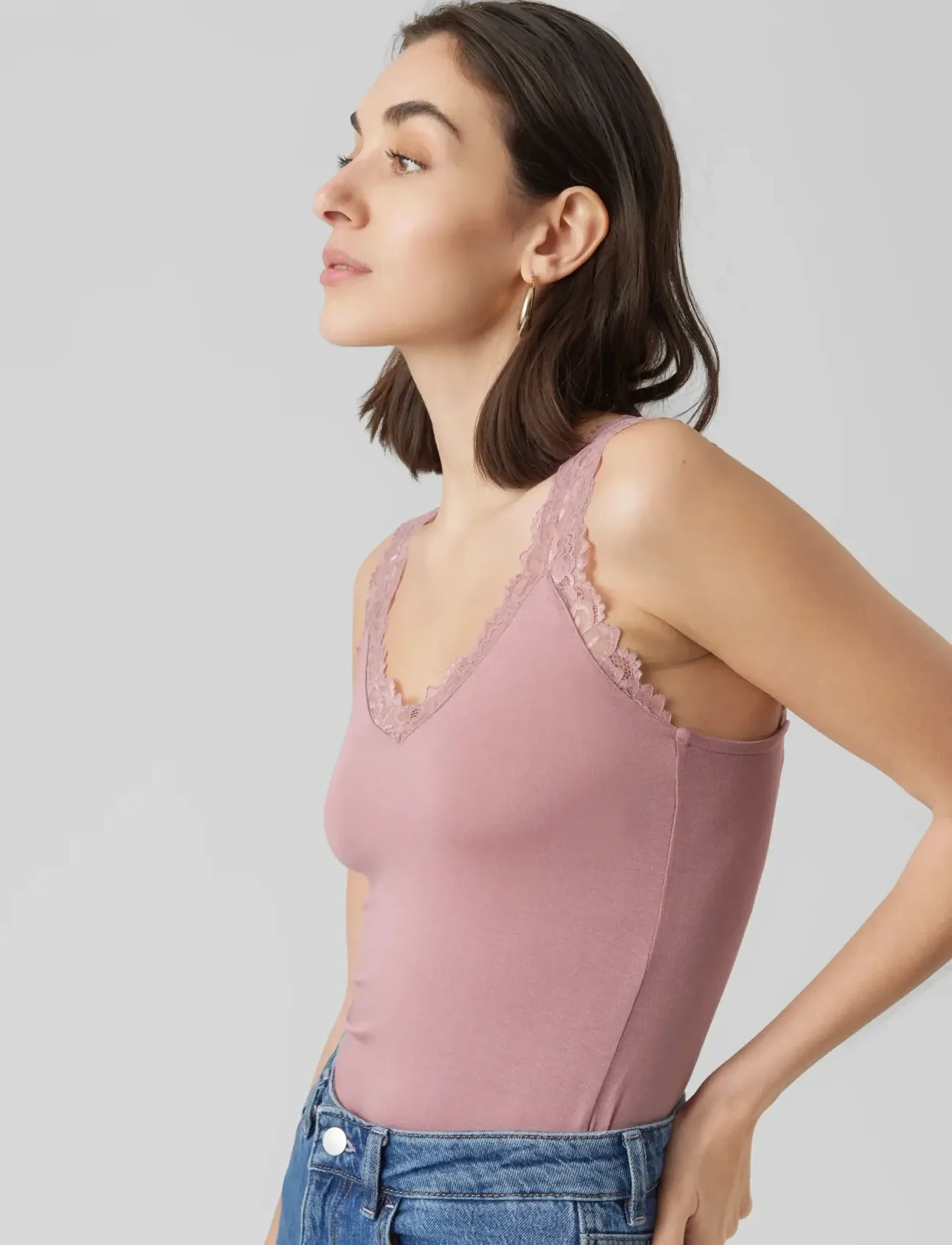 Vero Moda - VMROSA SL TOP JRS NOOS - topid ja varrukateta alussärgid - bleached mauve - 2