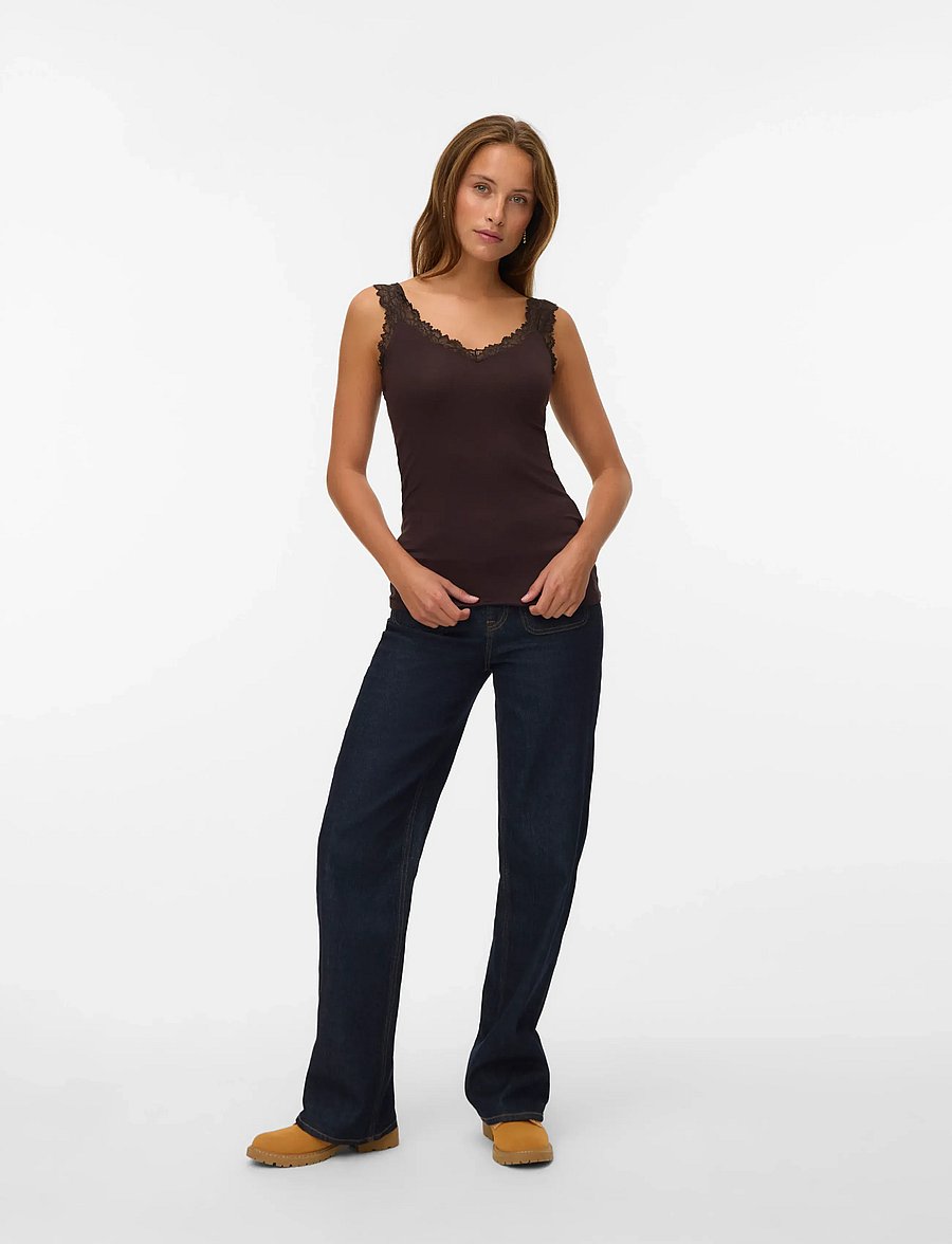 Vero Moda - VMROSA SL TOP JRS NOOS - linnen - chocolate torte - 0