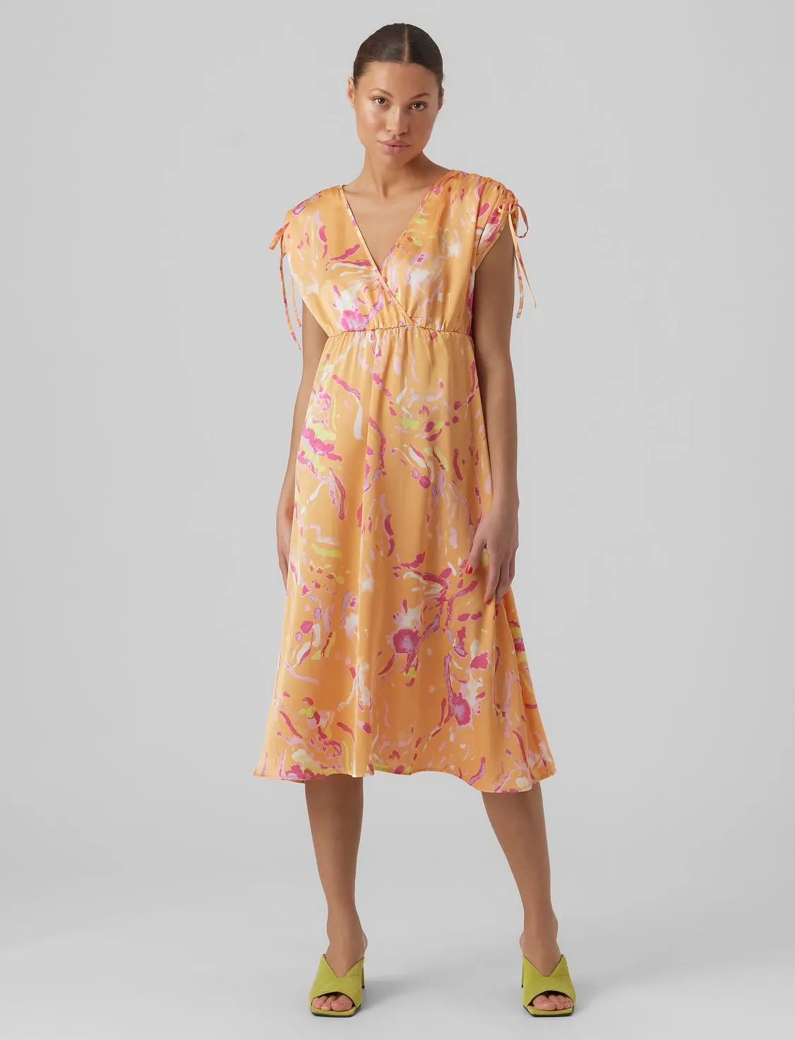 Vero Moda - VMHEART OLI 2/4 CALF DRESS WVN CE CP - skjortekjoler - mock orange - 4