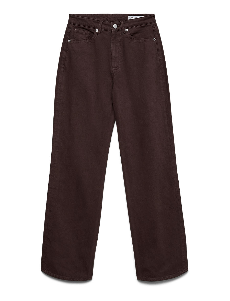 Vero Moda - VMTESSA HR WIDE JEANS COLOR GA NOOS - hosen mit weitem bein - chocolate torte - 1
