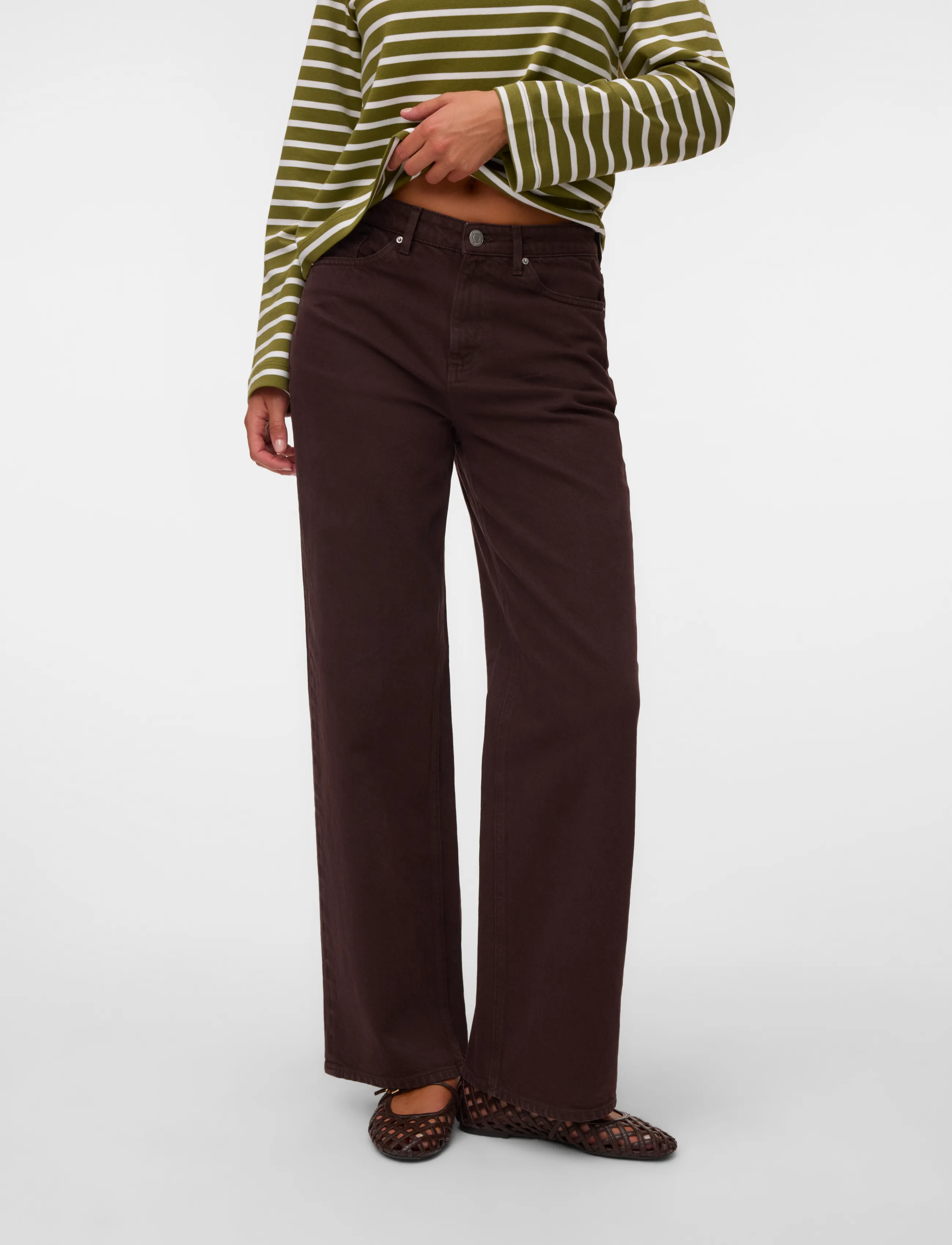 Vero Moda - VMTESSA HR WIDE JEANS COLOR GA NOOS - wide leg jeans - chocolate torte - 3