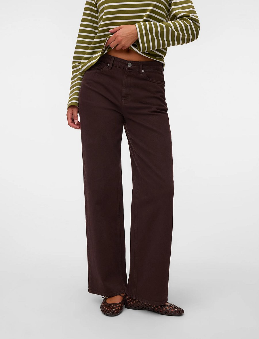 Vero Moda - VMTESSA HR WIDE JEANS COLOR GA NOOS - hosen mit weitem bein - chocolate torte - 3