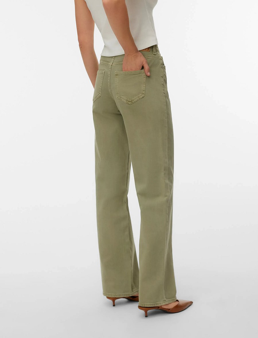 Vero Moda - VMTESSA HR WIDE JEANS COLOR GA NOOS - víðar gallabuxur - laurel wreath - 3