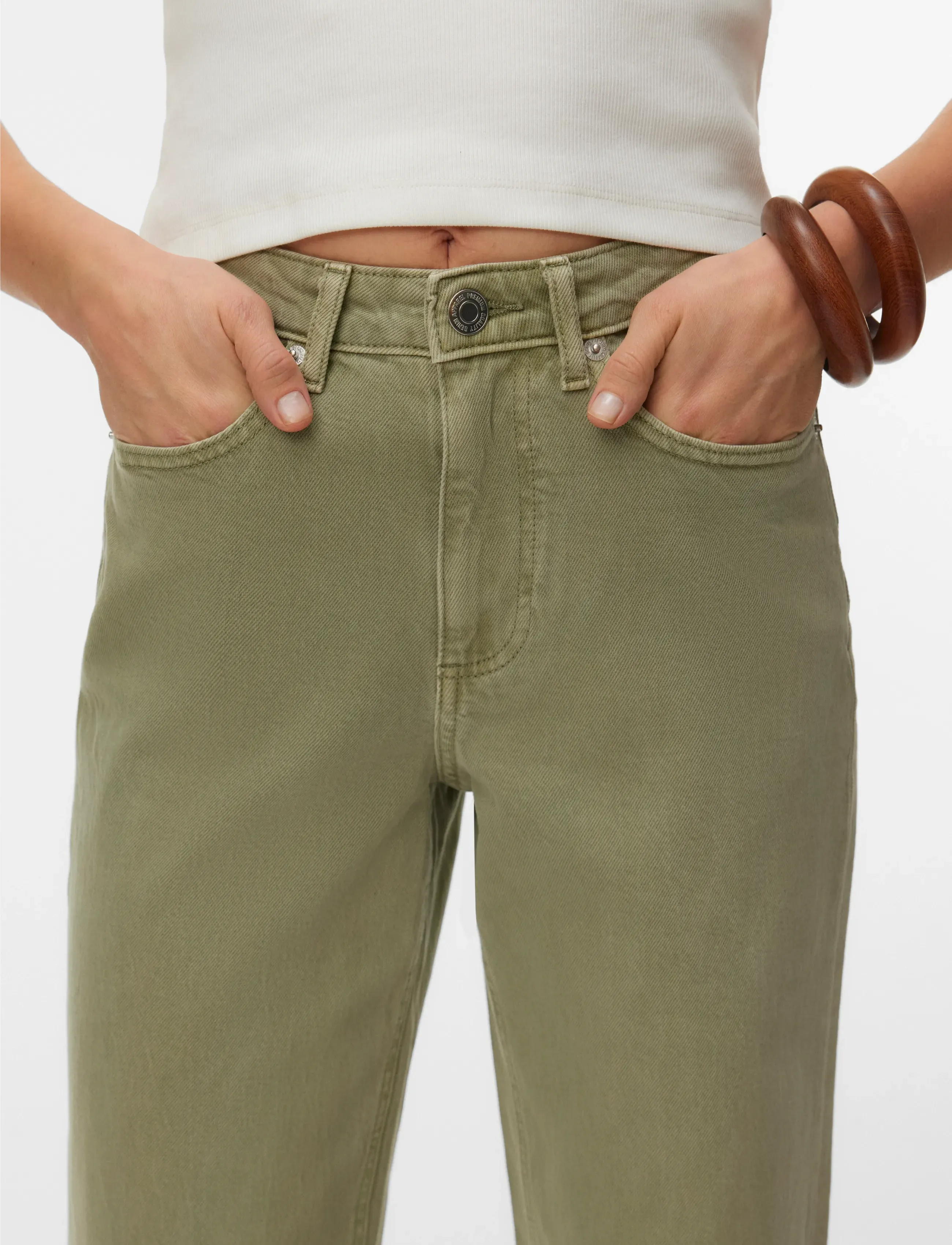 Vero Moda - VMTESSA HR WIDE JEANS COLOR GA NOOS - víðar gallabuxur - laurel wreath - 5