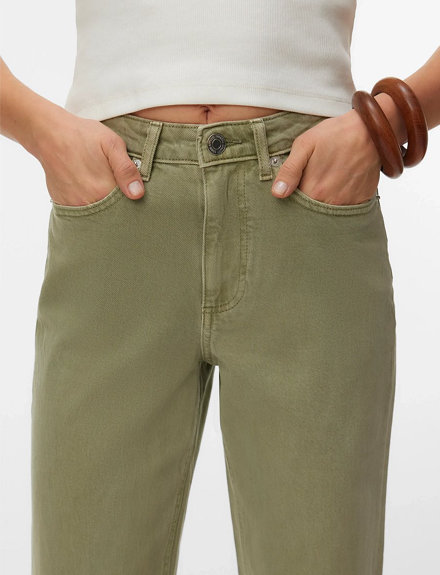 Vero Moda - VMTESSA HR WIDE JEANS COLOR GA NOOS - víðar gallabuxur - laurel wreath - 5