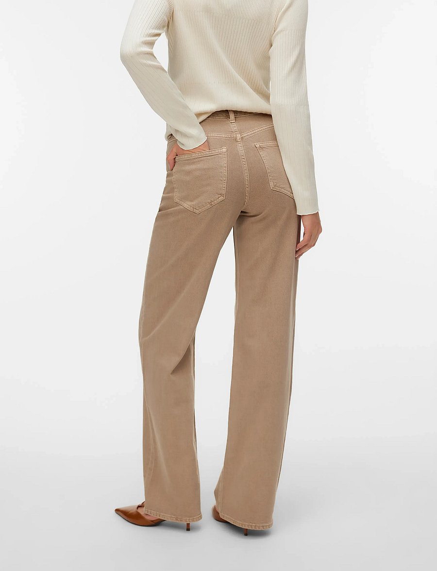Vero Moda - VMTESSA HR WIDE JEANS COLOR GA NOOS - hosen mit weitem bein - silver mink - 2