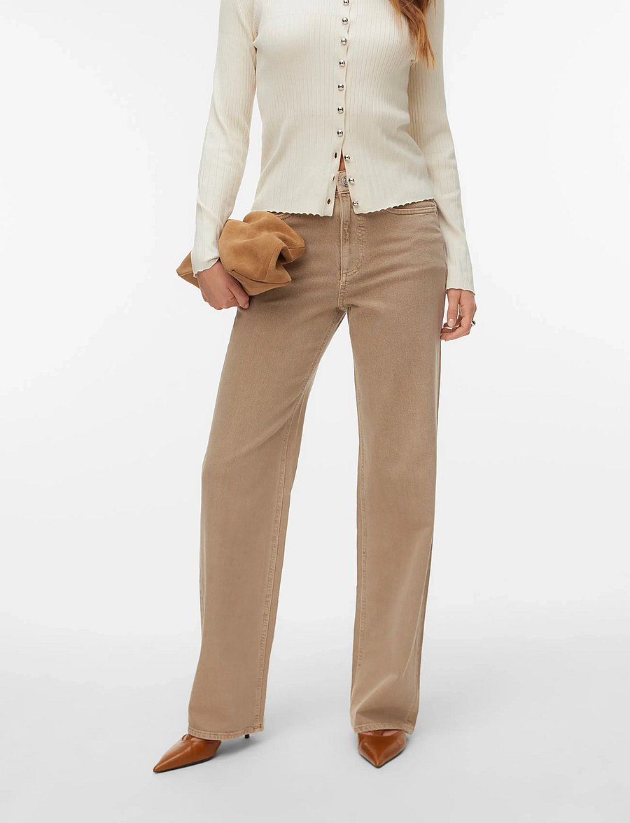 Vero Moda - VMTESSA HR WIDE JEANS COLOR GA NOOS - hosen mit weitem bein - silver mink - 3