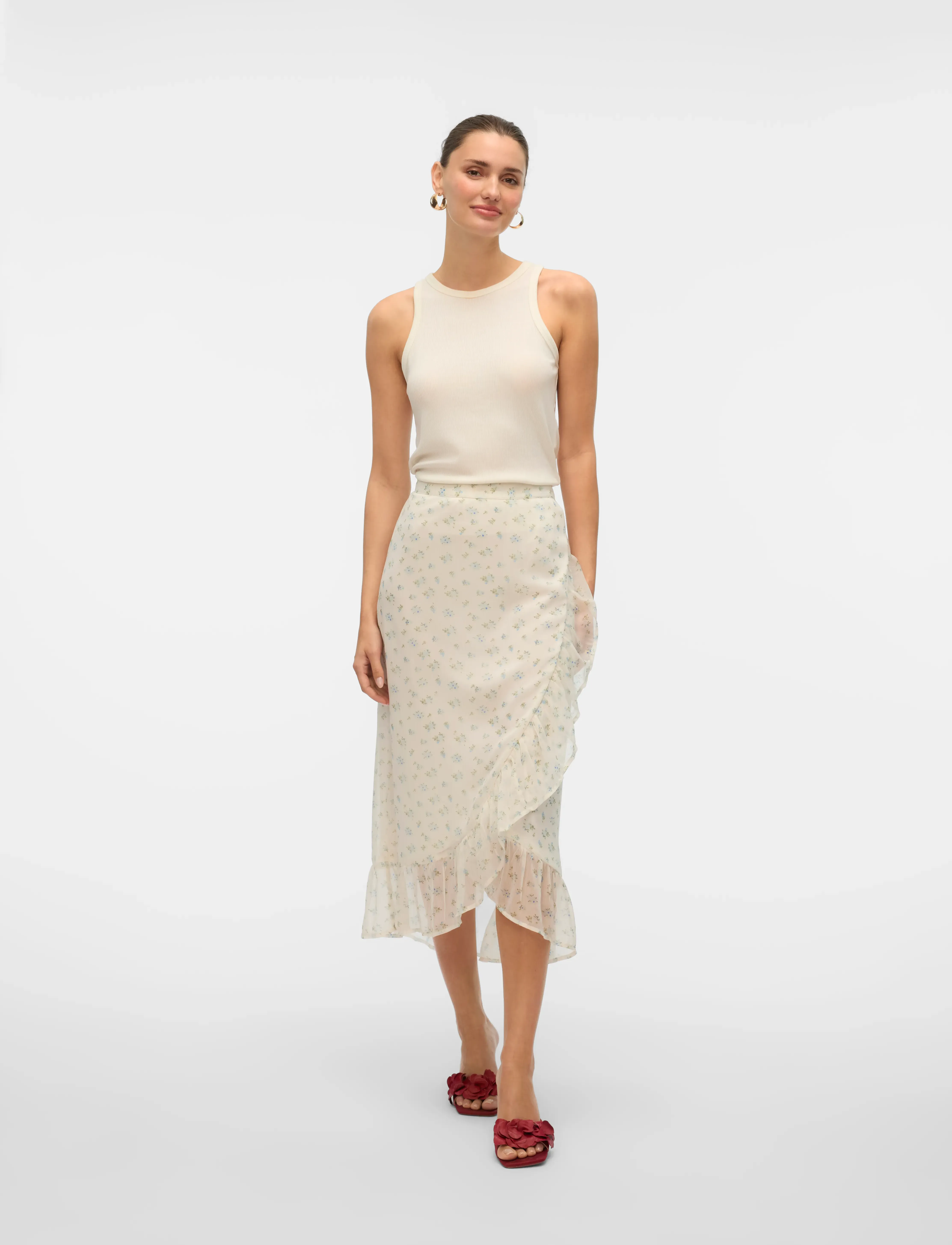Vero Moda - VMSMILLA H/W WRAP SKIRT WVN GA - slå-om-nederdele - bright white - 3