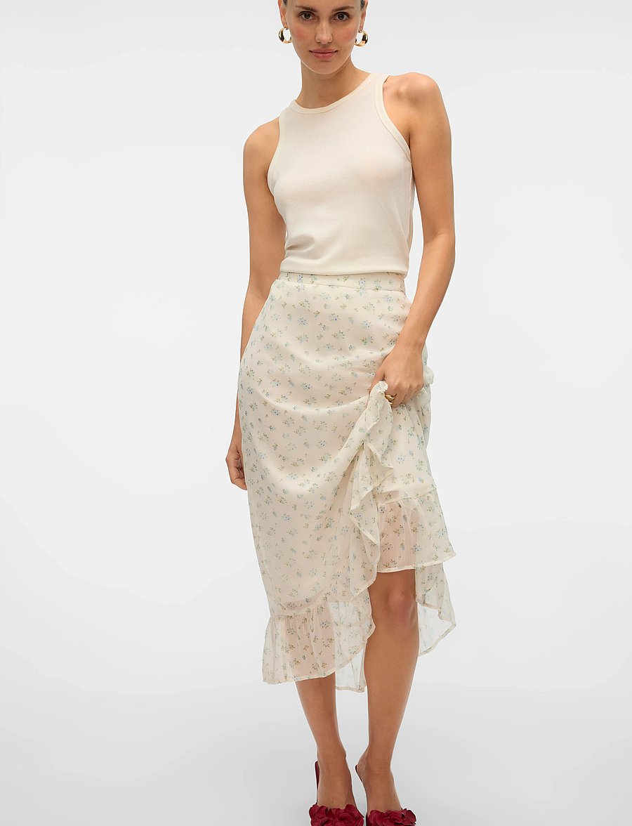 Vero Moda - VMSMILLA H/W WRAP SKIRT WVN GA - slå-om-nederdele - bright white - 4