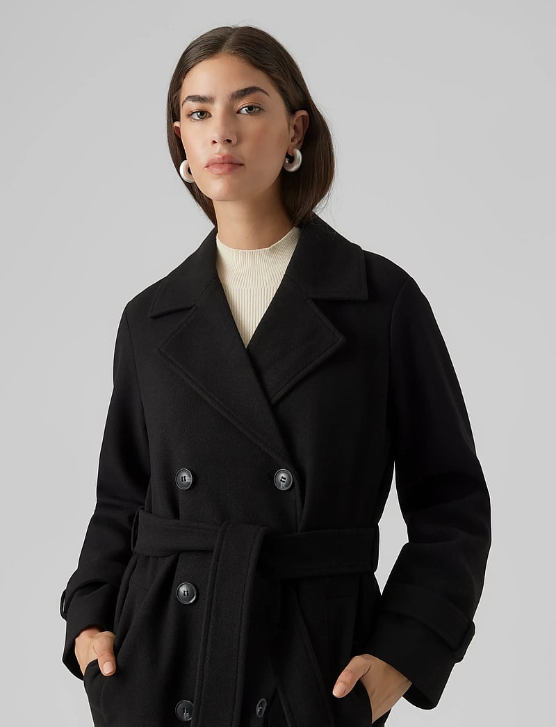 Vero Moda - VMFORTUNEVEGA LONG TRENCHCOAT GA NOOS - mäntel - black - 4