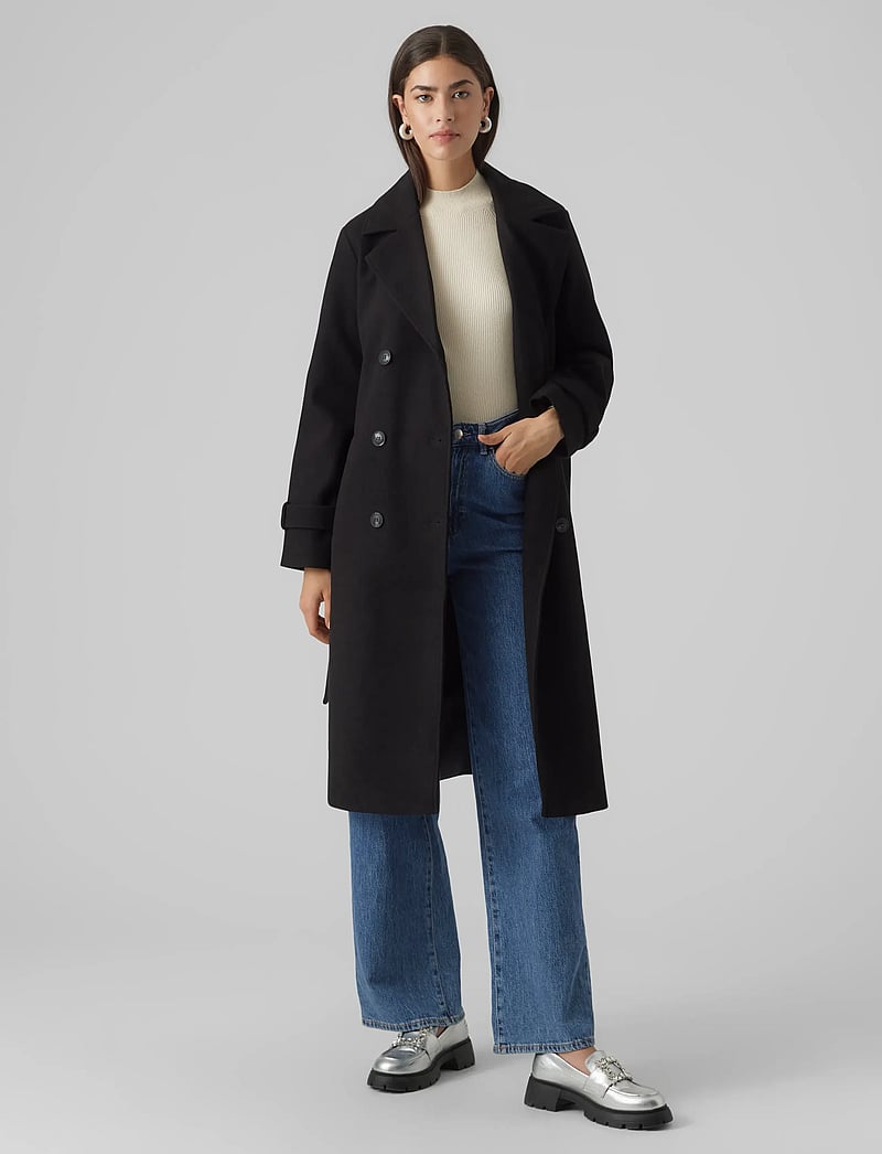 Vero Moda - VMFORTUNEVEGA LONG TRENCHCOAT GA NOOS - mäntel - black - 5