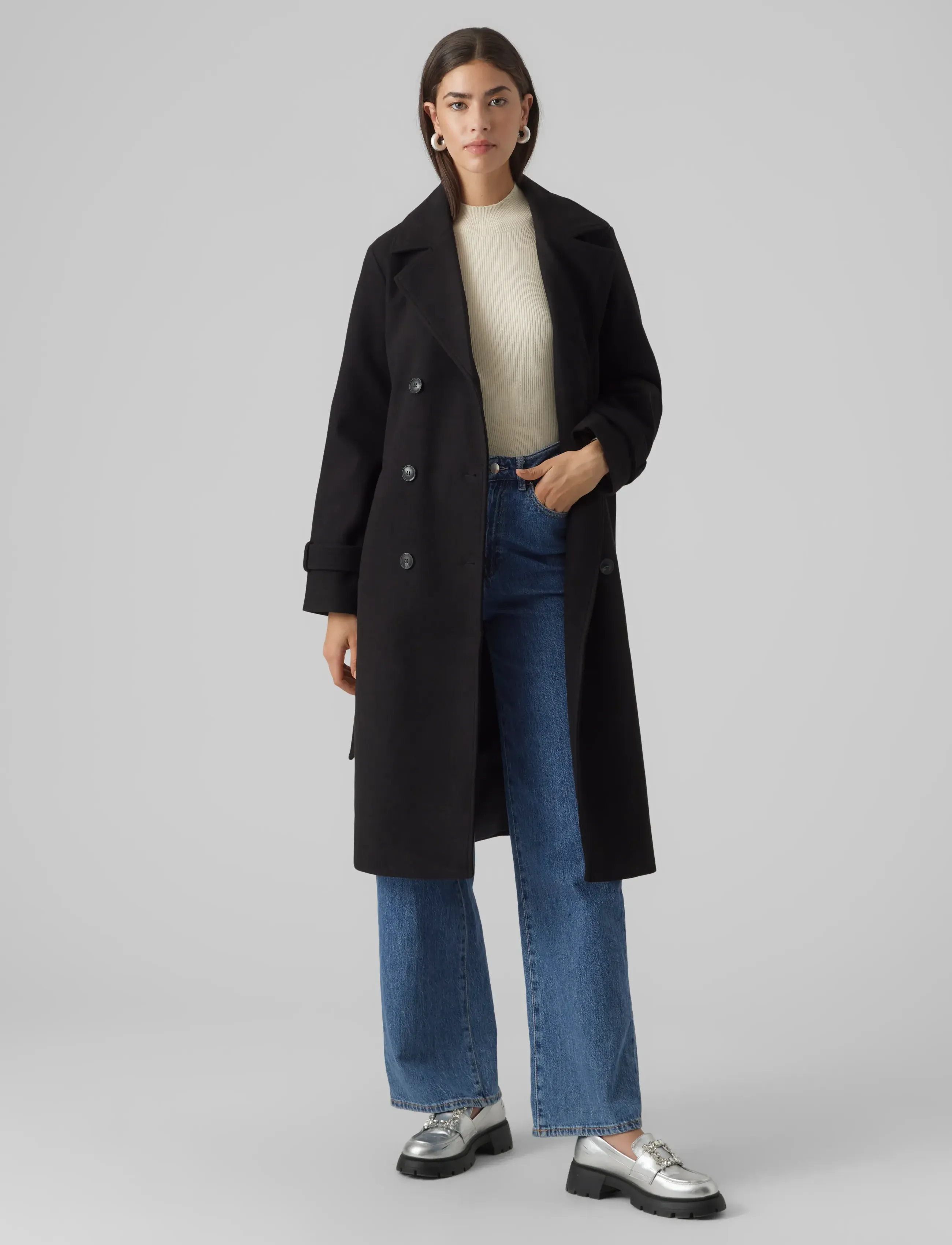 Vero Moda - VMFORTUNEVEGA LONG TRENCHCOAT GA NOOS - mäntel - black - 5