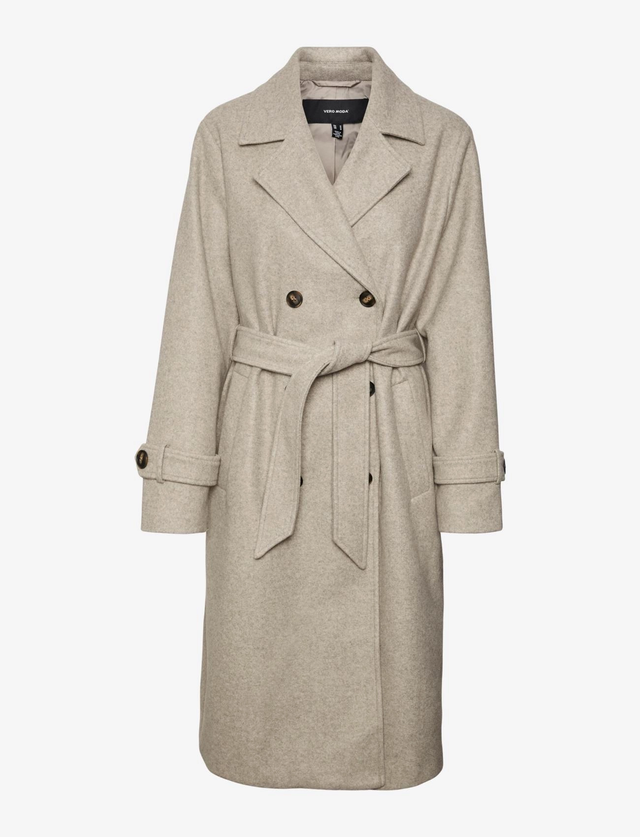 Vero Moda VMFORTUNEVEGA LONG TRENCHCOAT GA NOOS - Jackor & Kappor - SILVER MINK / grey