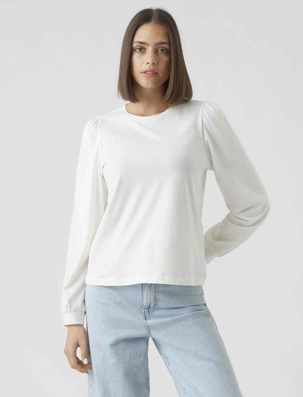 Vero Moda - VMKERRY LS O-NECK TOP VMA - striktrøjer - snow white - 0