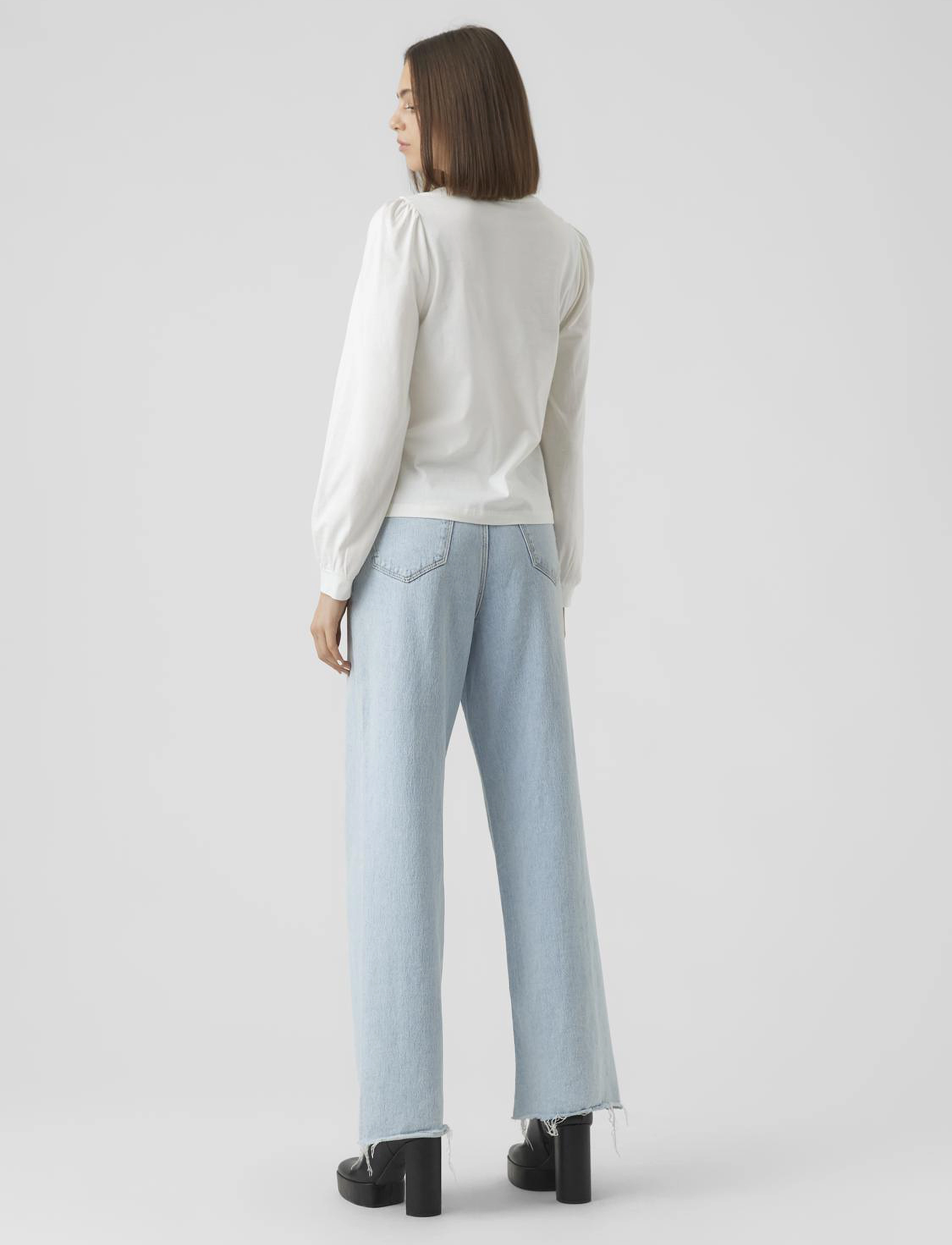 Vero Moda - VMKERRY LS O-NECK TOP VMA NOOS - megztiniai - snow white - 3
