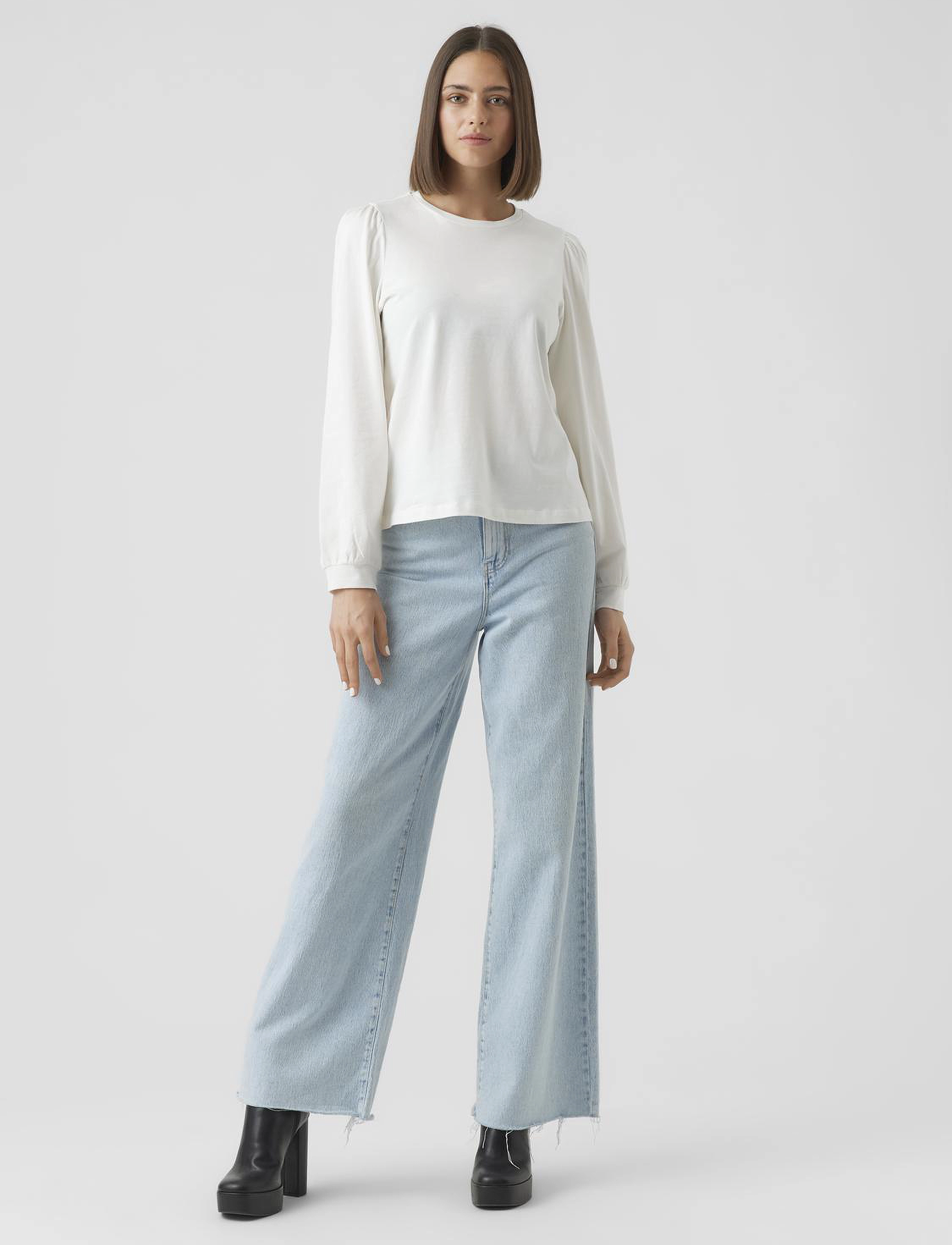 Vero Moda - VMKERRY LS O-NECK TOP VMA NOOS - megztiniai - snow white - 4